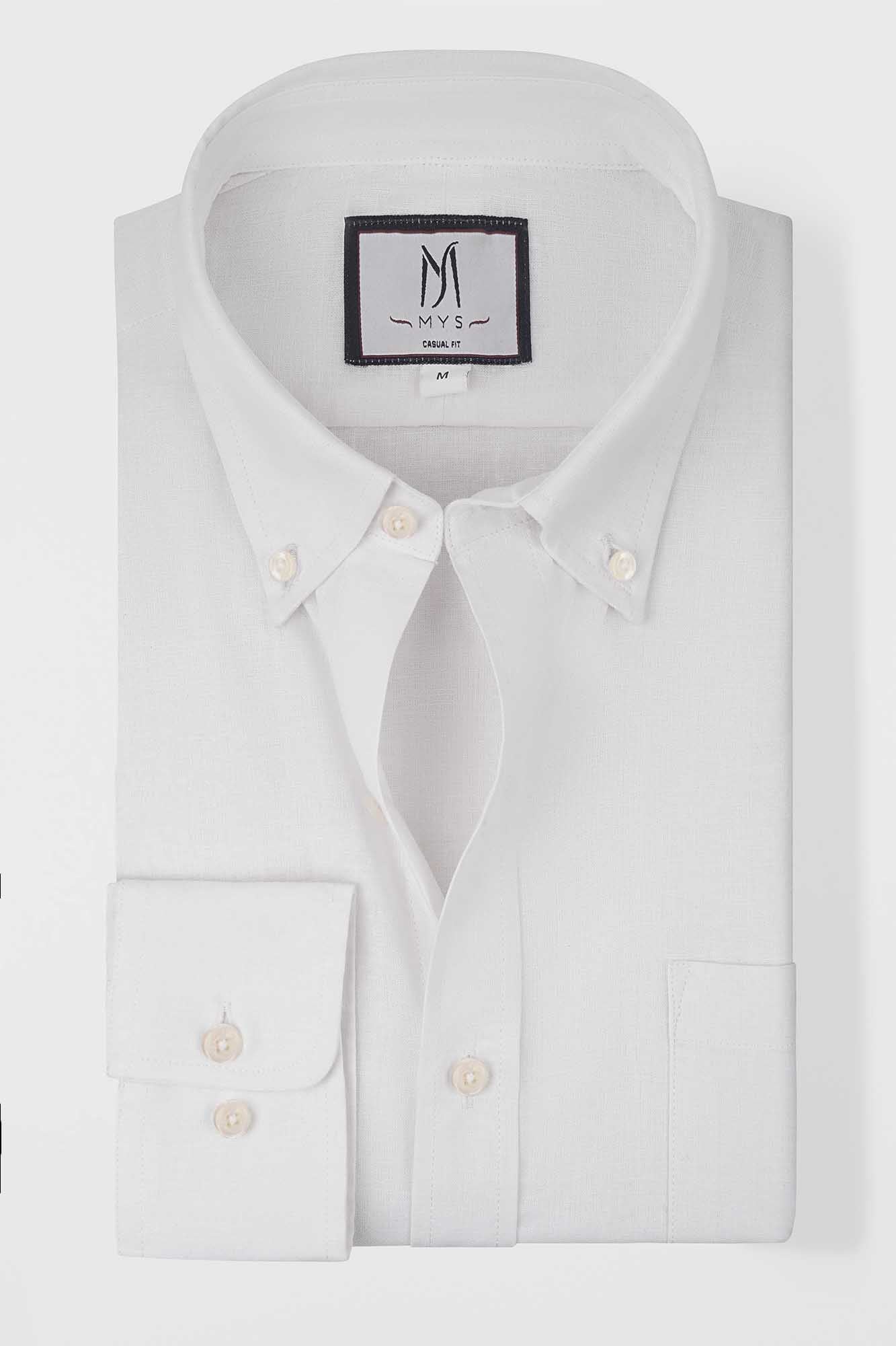 Linen Cotton Button-Down Shirt w/Pocket