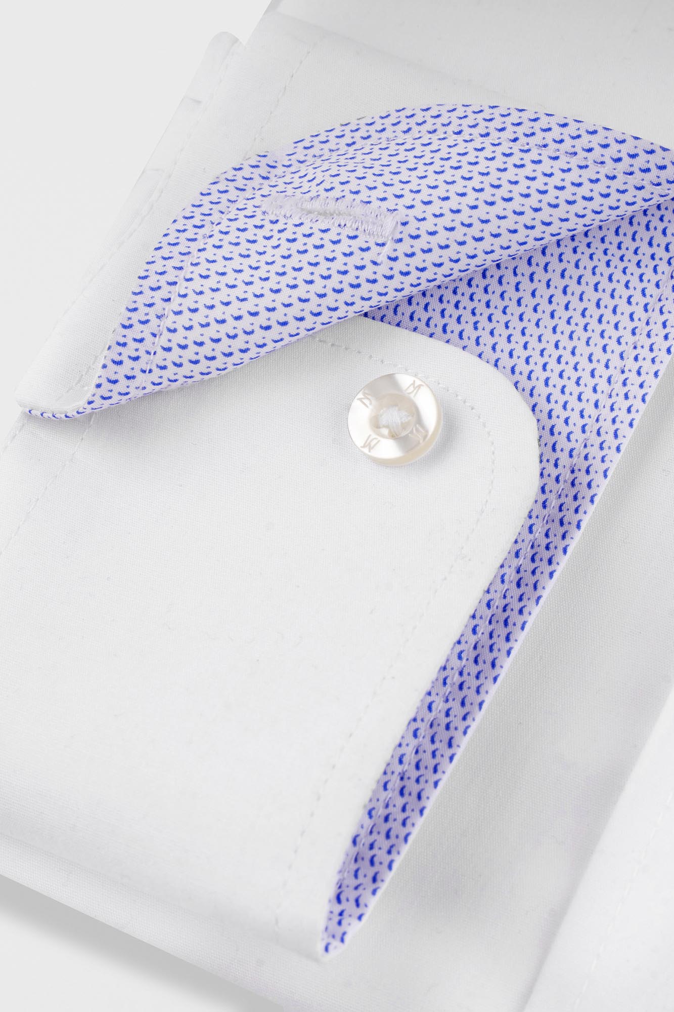 White Contrast Blue Stretch Shirt - Slim Fit