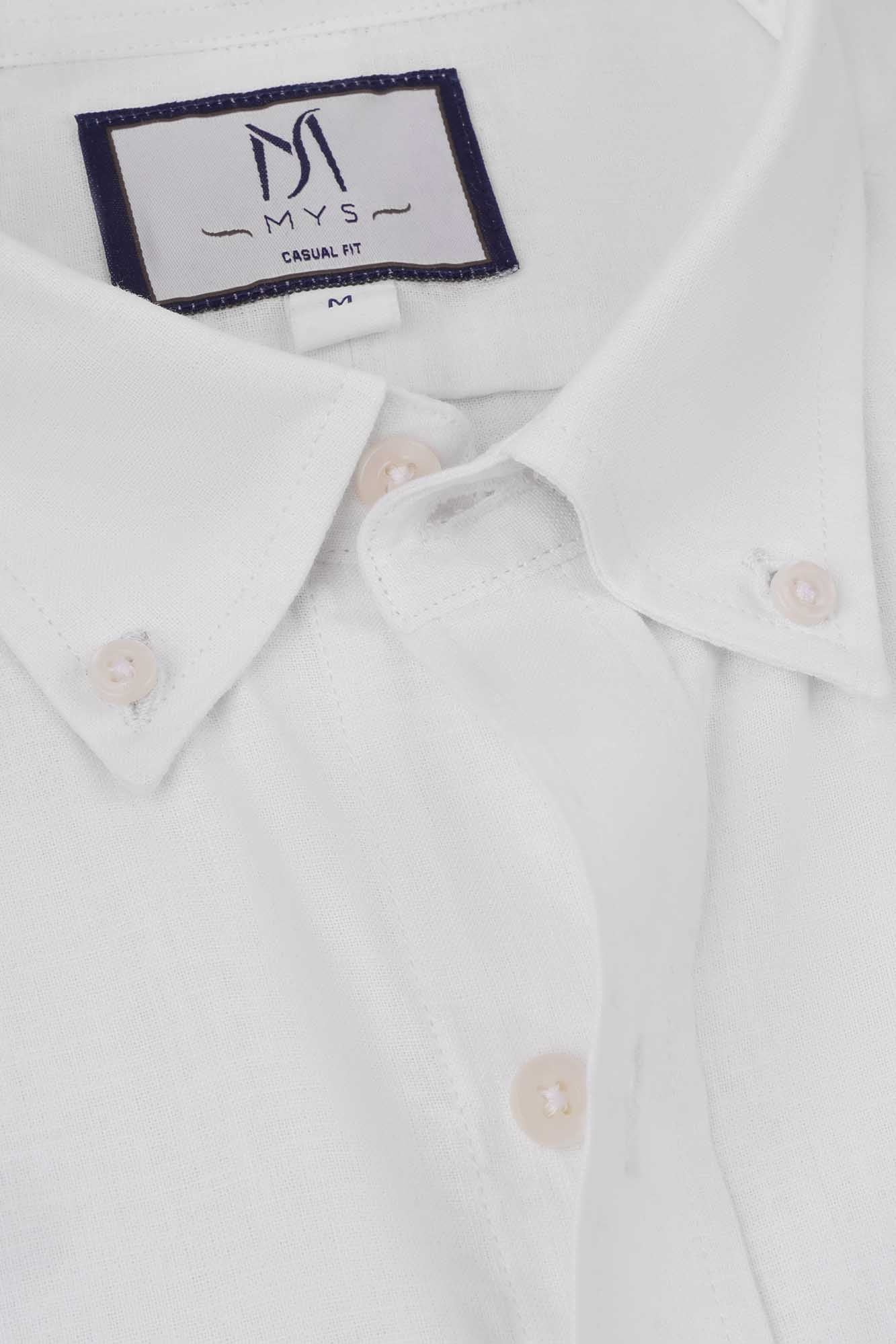 Linen Cotton Button-Down Shirt w/Pocket