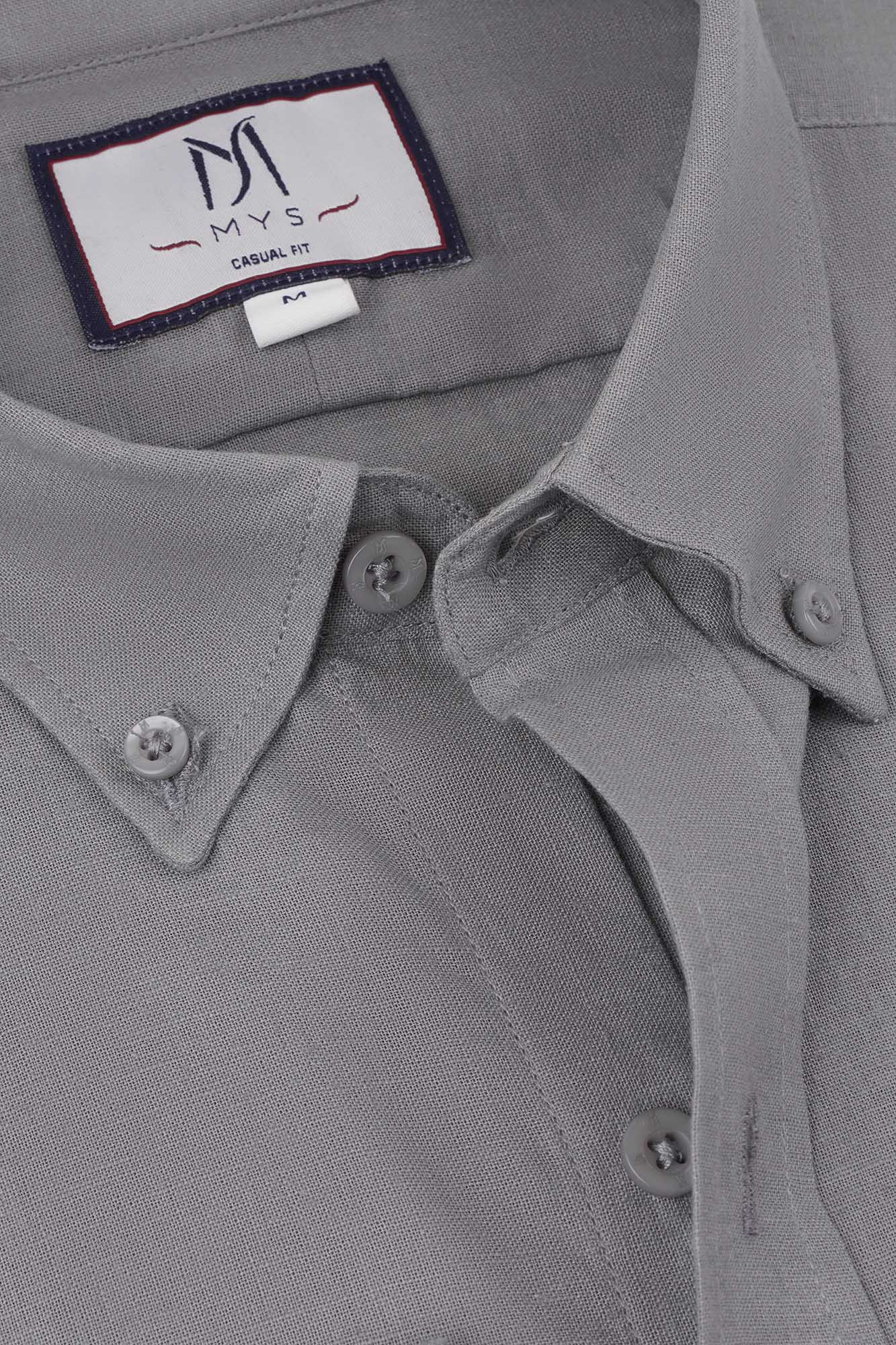 Linen Cotton Button-Down Shirt w/Pocket