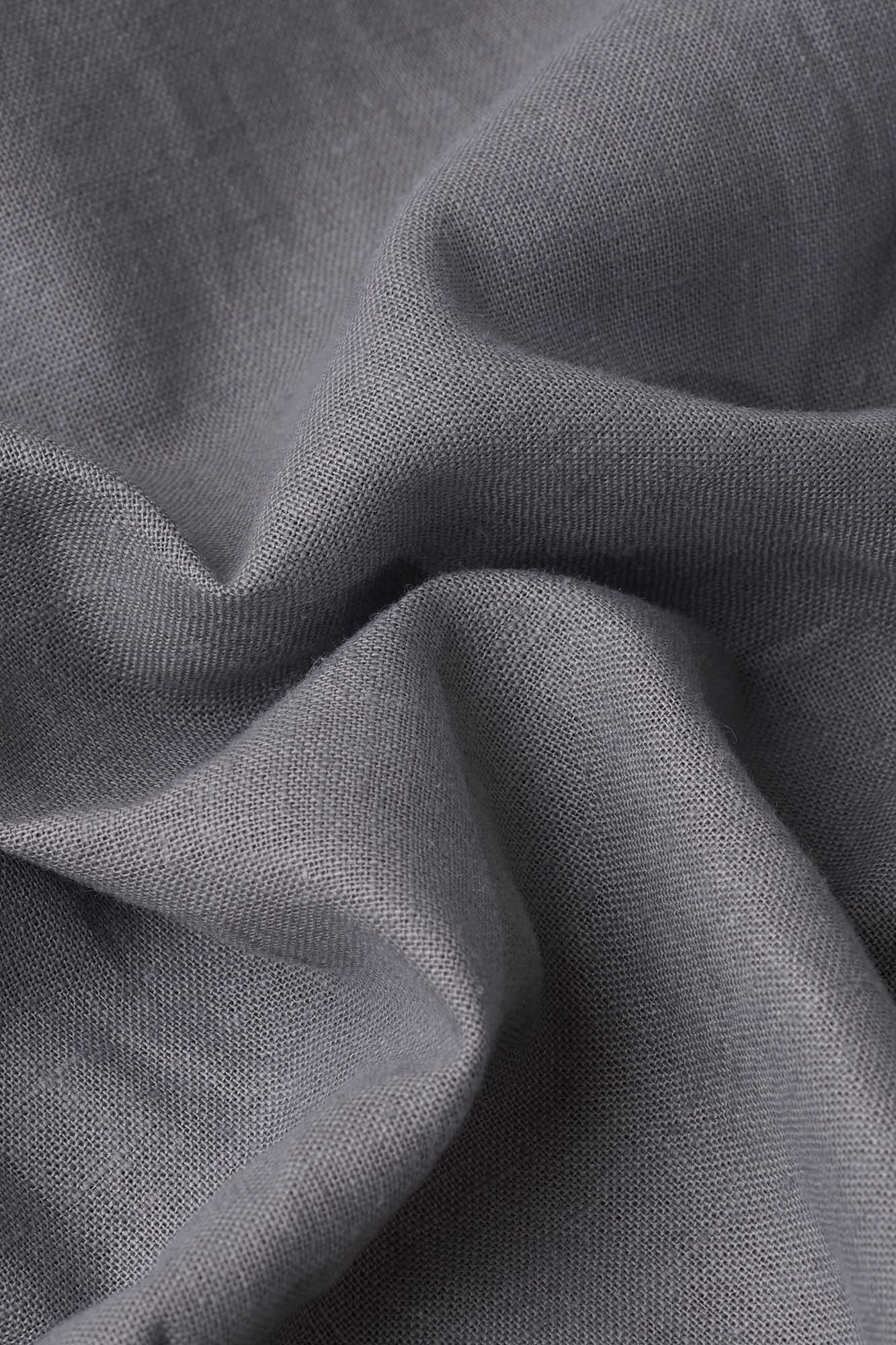 Linen Cotton Button-Down Shirt w/Pocket