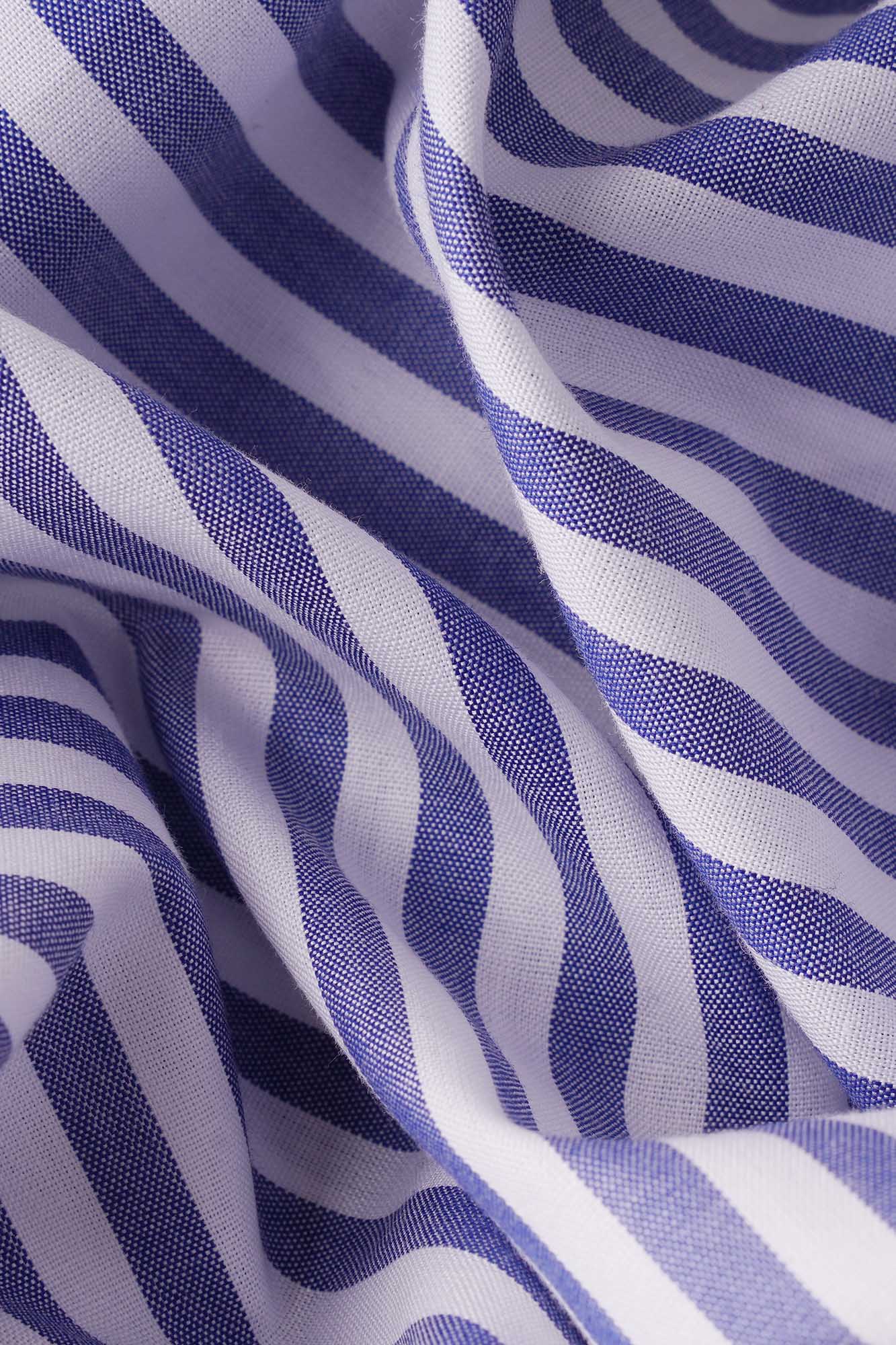 Navy Striped Poplin Shirt - Regular Fit