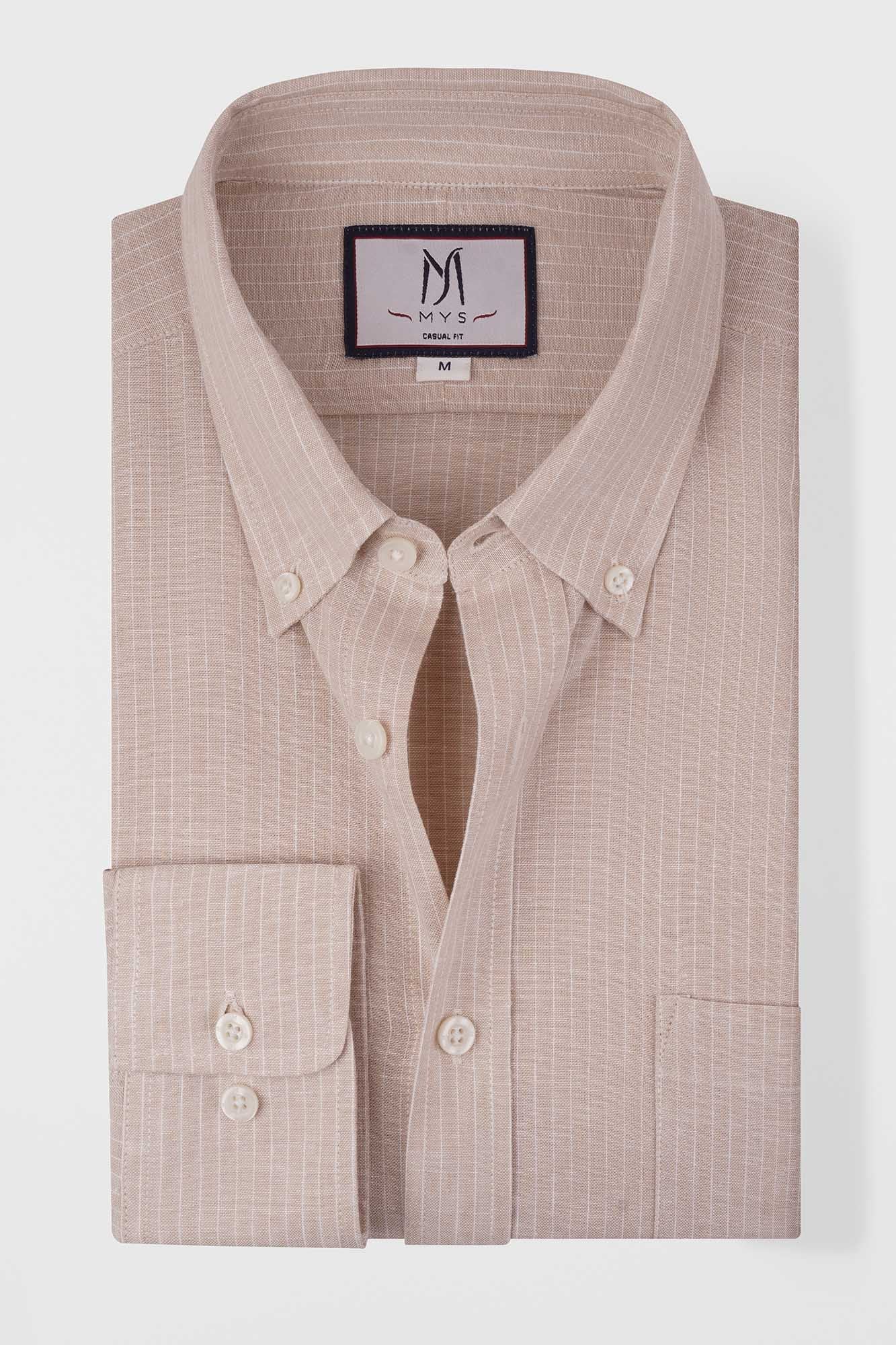 Pin Stripe Linen Cotton Button-Down Shirt