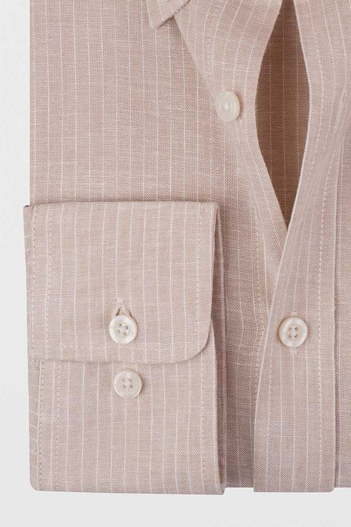 Pin Stripe Linen Cotton Button-Down Shirt