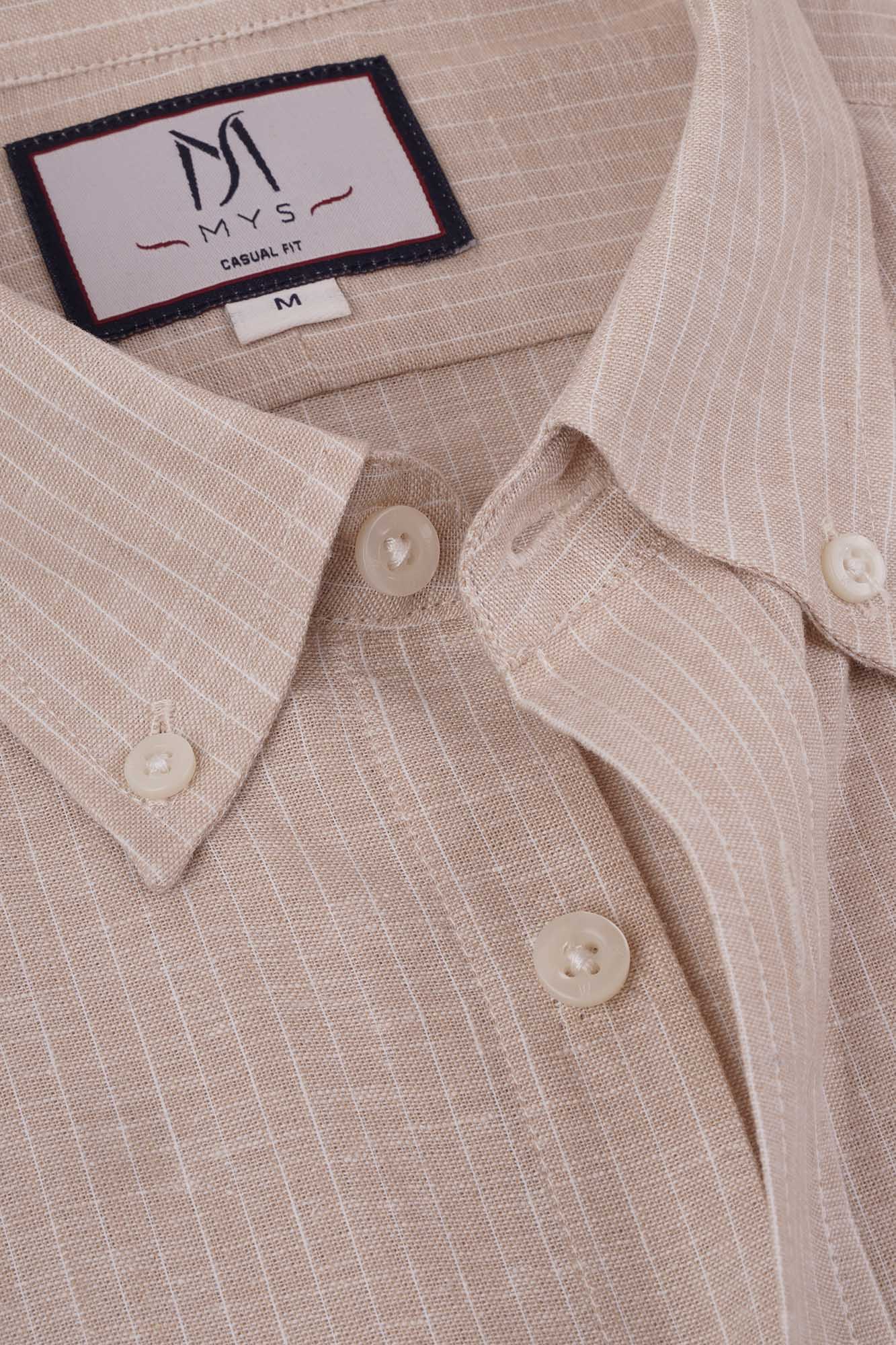 Pin Stripe Linen Cotton Button-Down Shirt