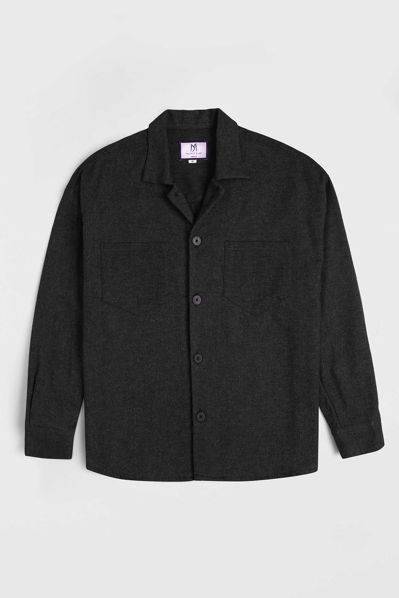 Black Brushed Twill Overshirt