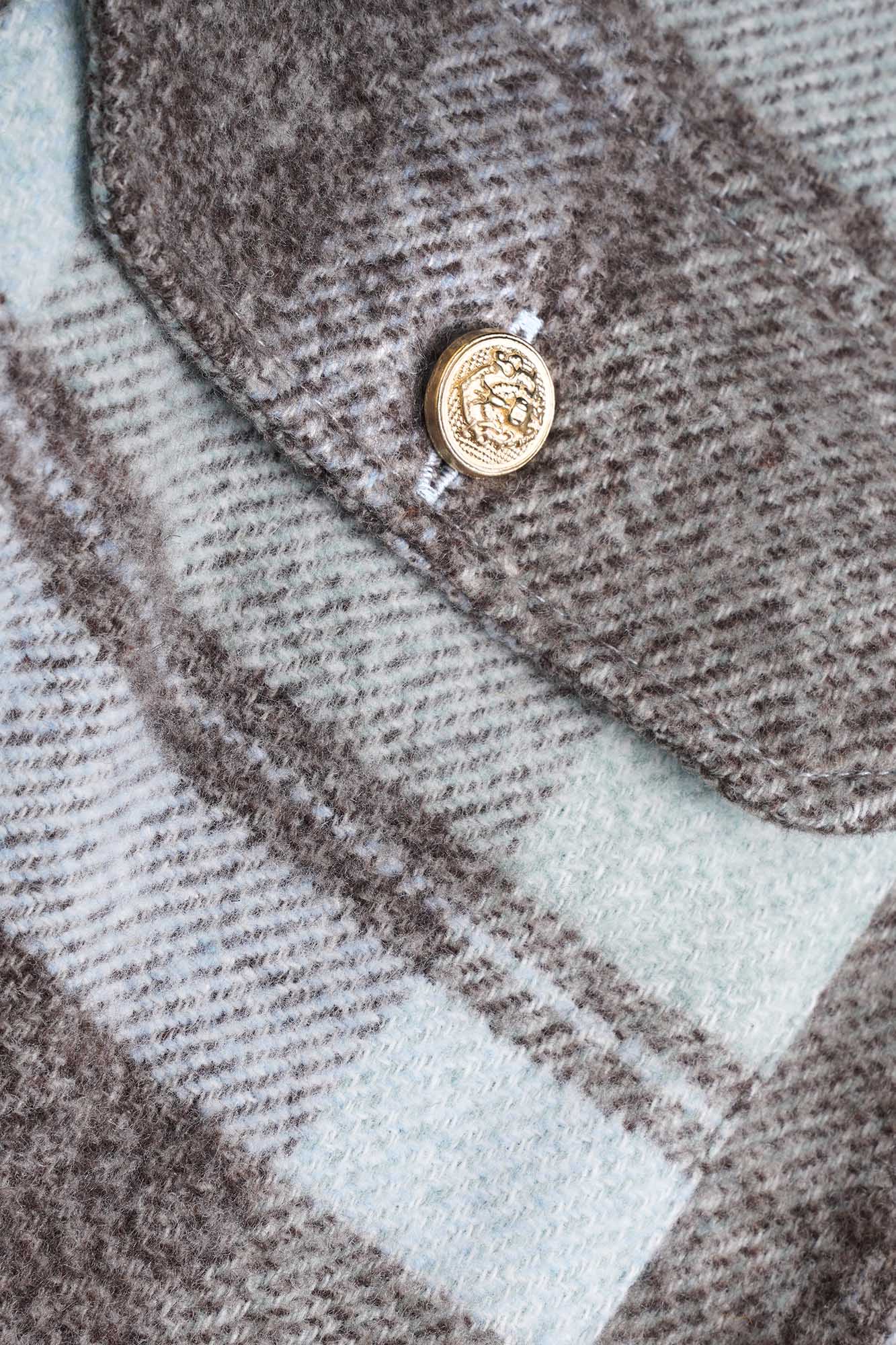 Brushed Checkered Overshirt with Flap Pockets Mint Check