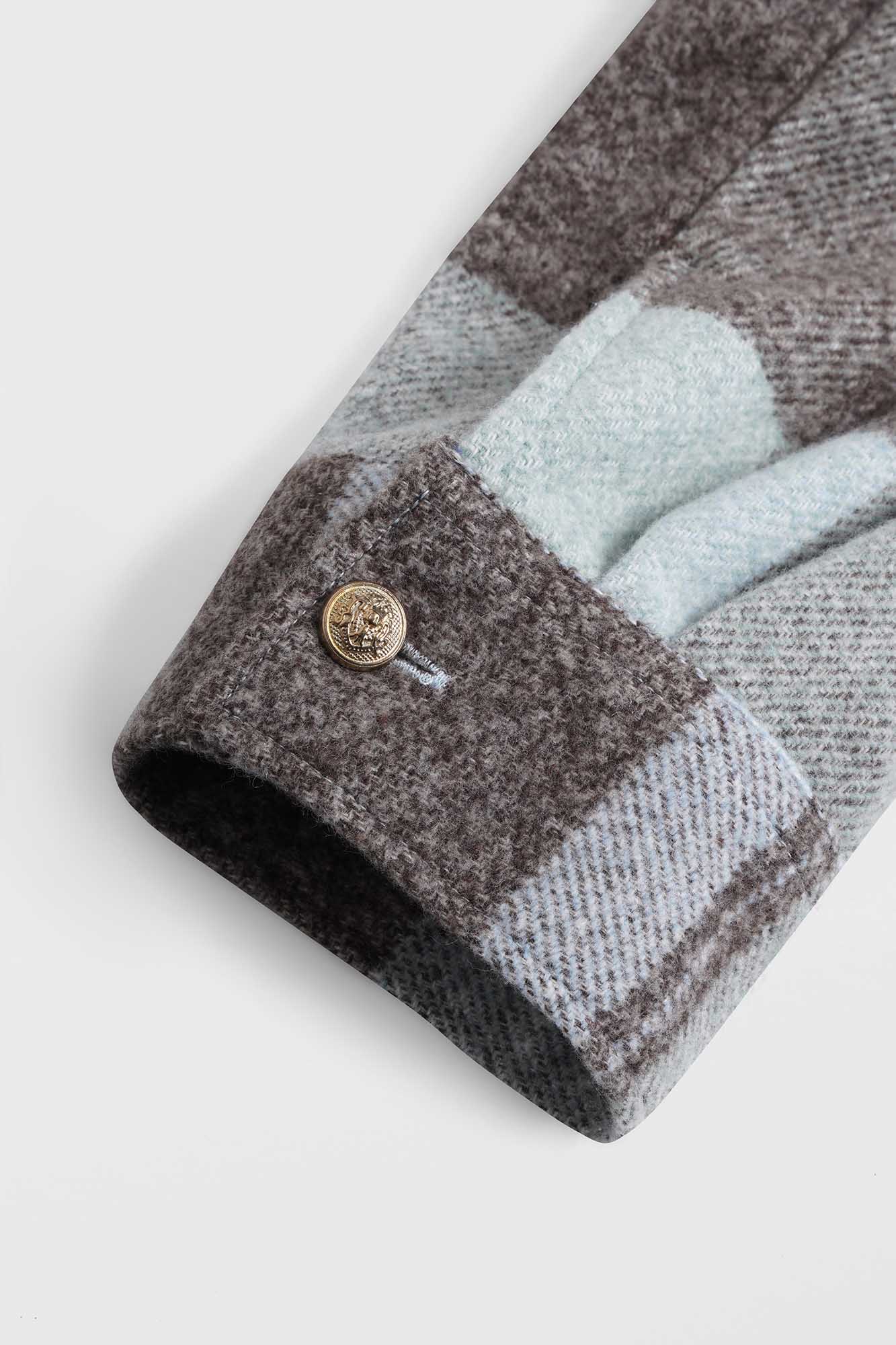 Brushed Checkered Overshirt with Flap Pockets Mint Check