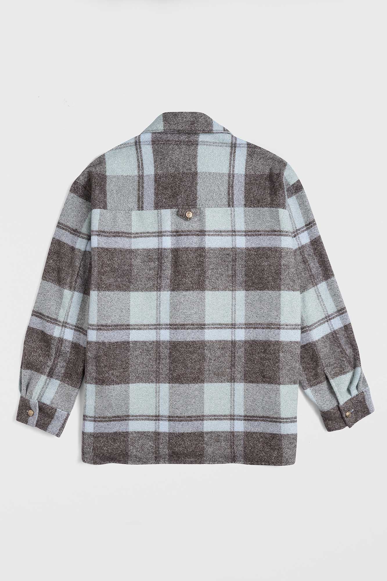 Brushed Checkered Overshirt with Flap Pockets Mint Check