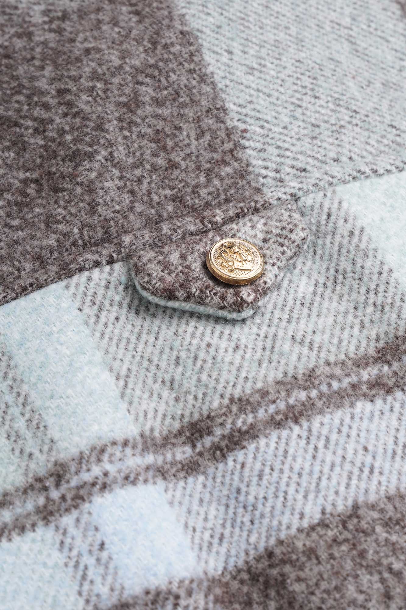 Brushed Checkered Overshirt with Flap Pockets Mint Check