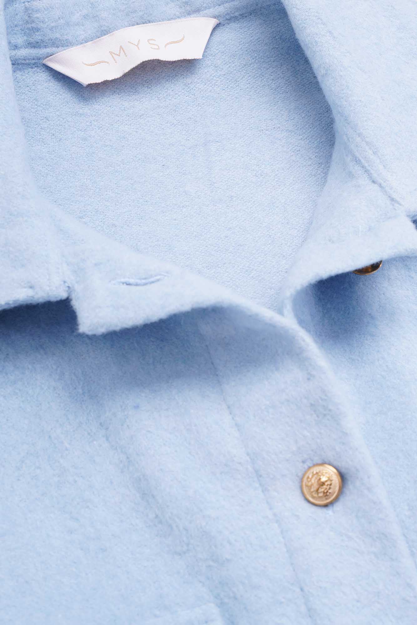 Brushed Overshirt with Flap Pockets Light Blue