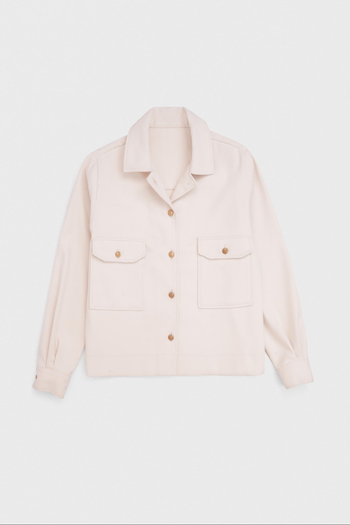 Brushed Overshirt with Flap Pockets Cream