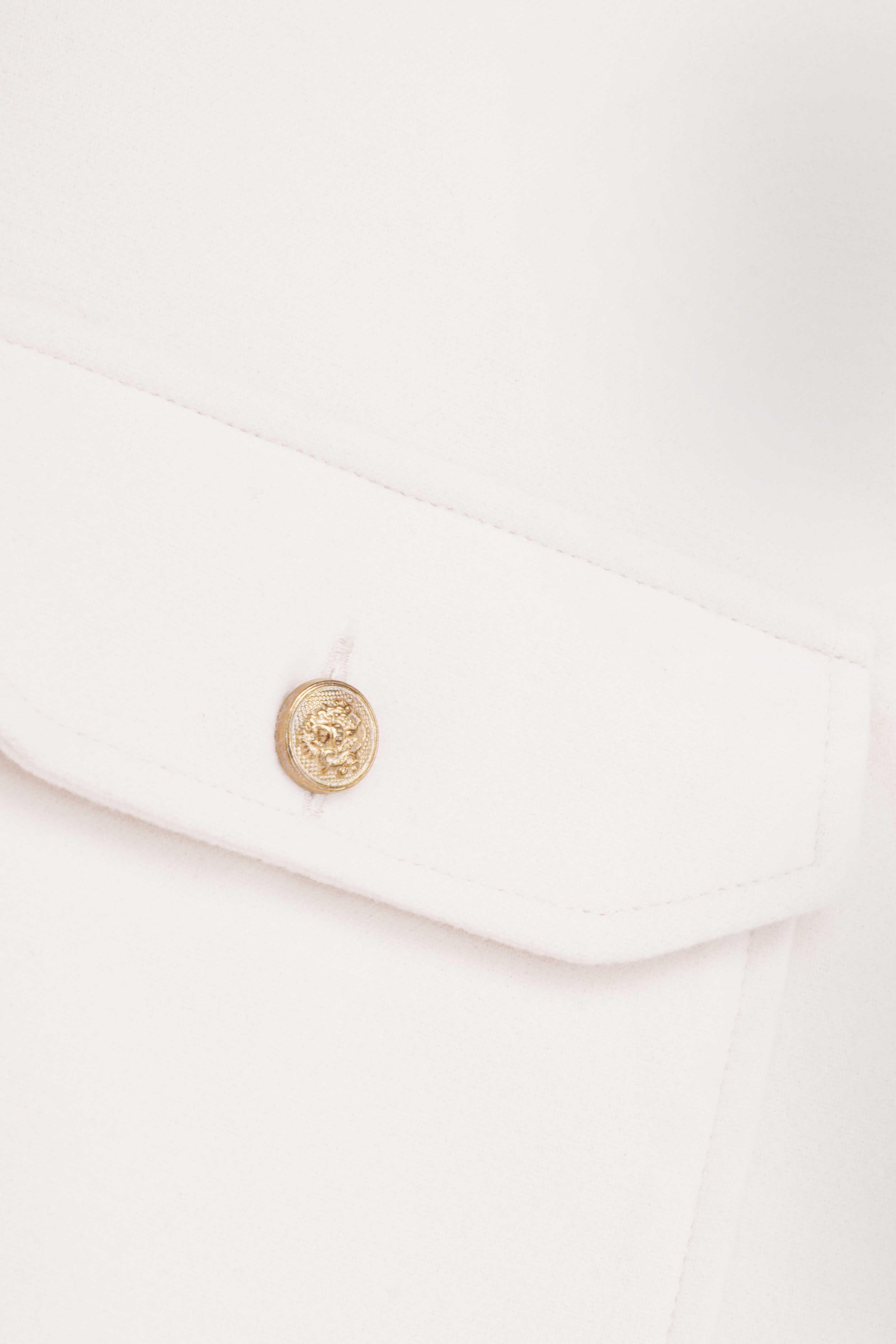 Brushed Overshirt with Flap Pockets Cream