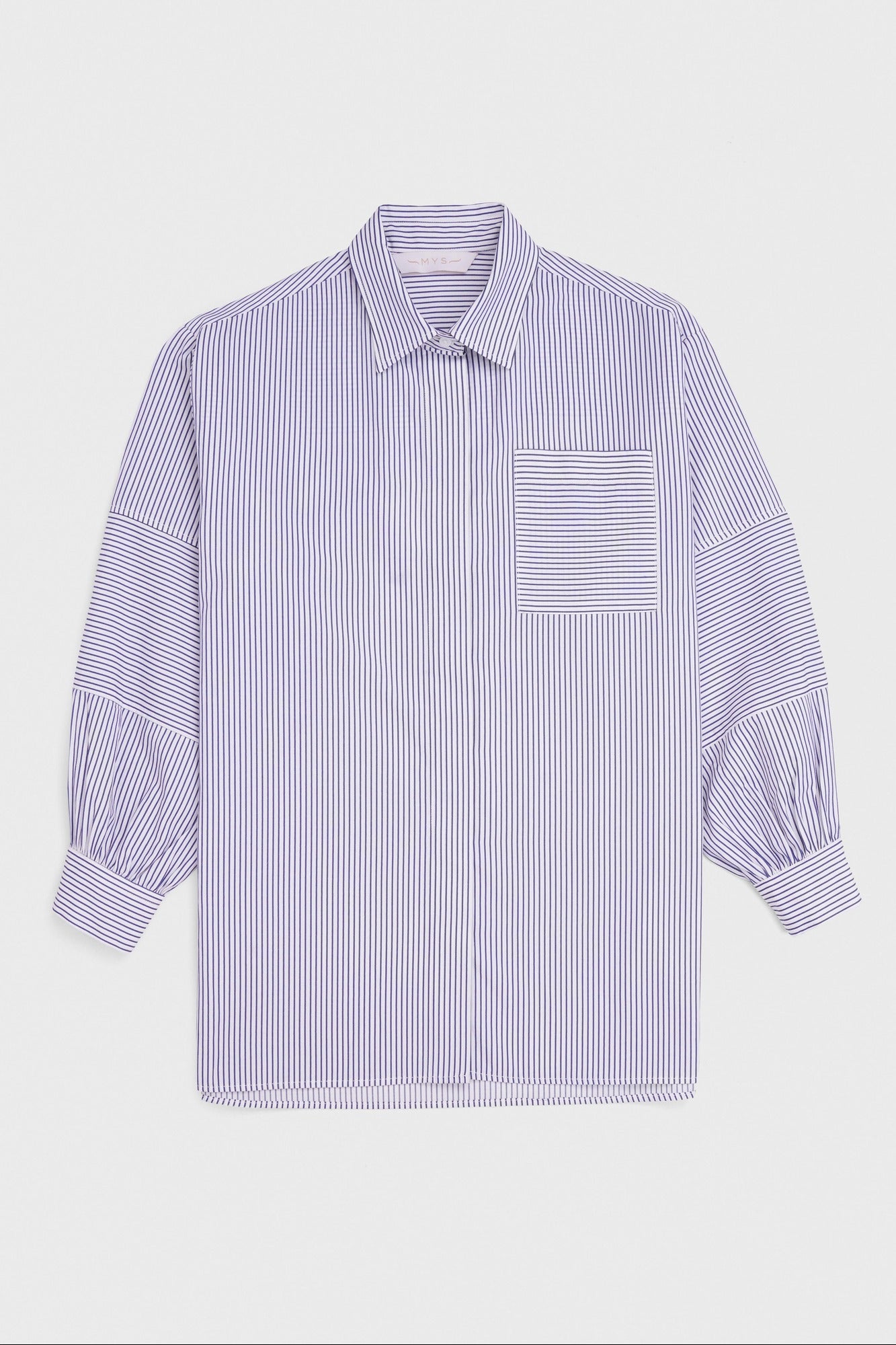 Blue Striped Sleeve Patch Shirt