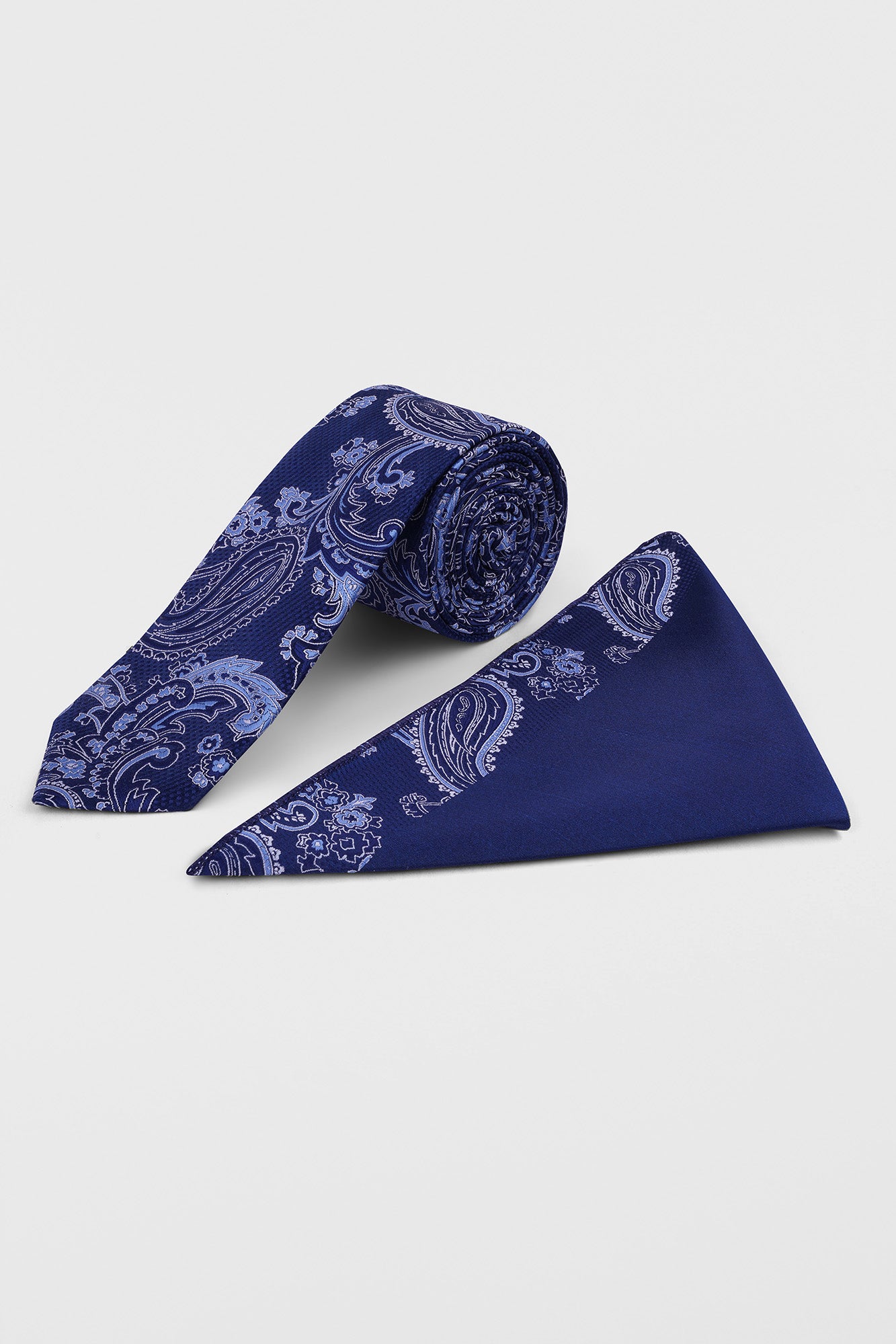 Blue Paisley Tie Set