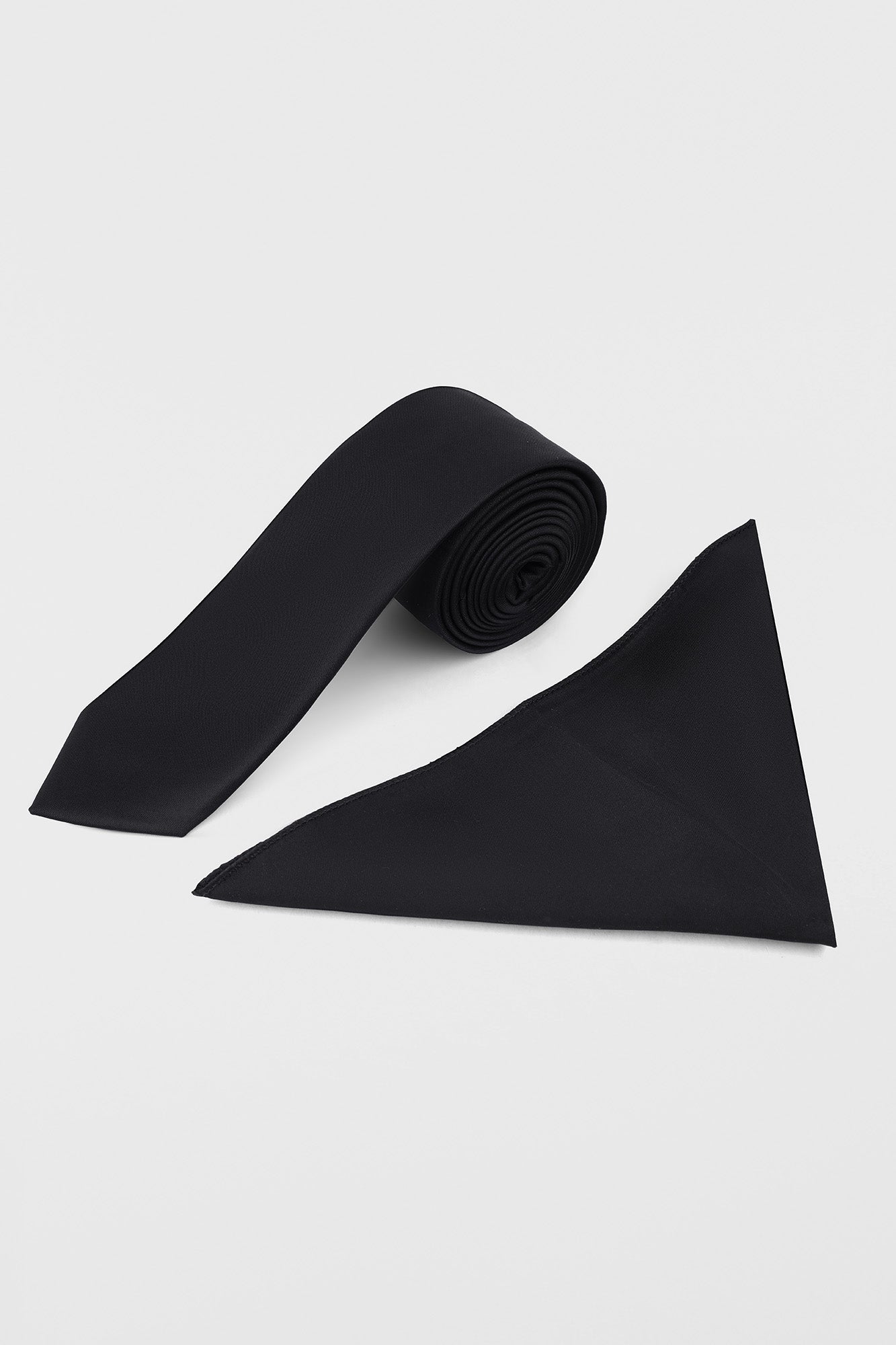 Black Solid Tie Set
