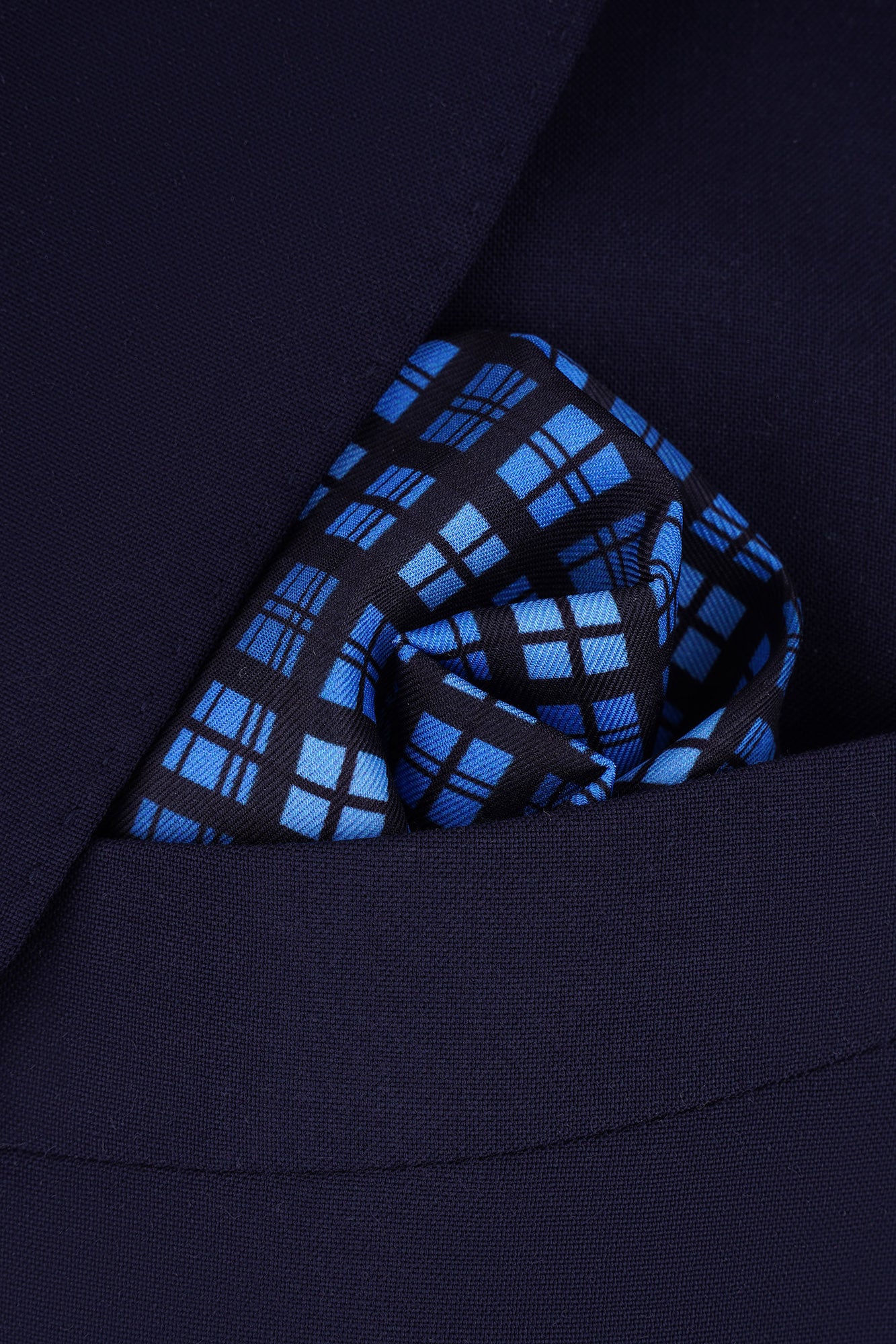 Navy Print Pocket Square
