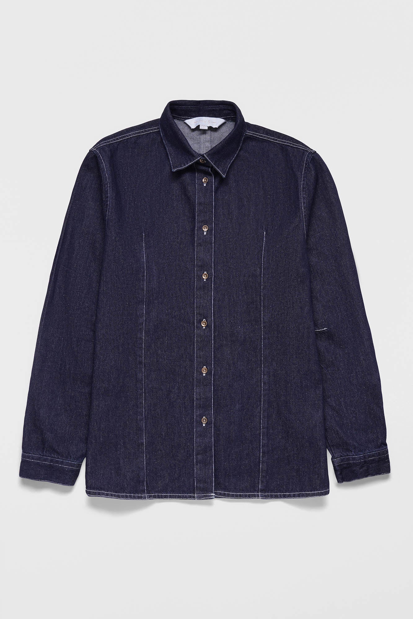 Fitted Denim Shirt Dark Blue