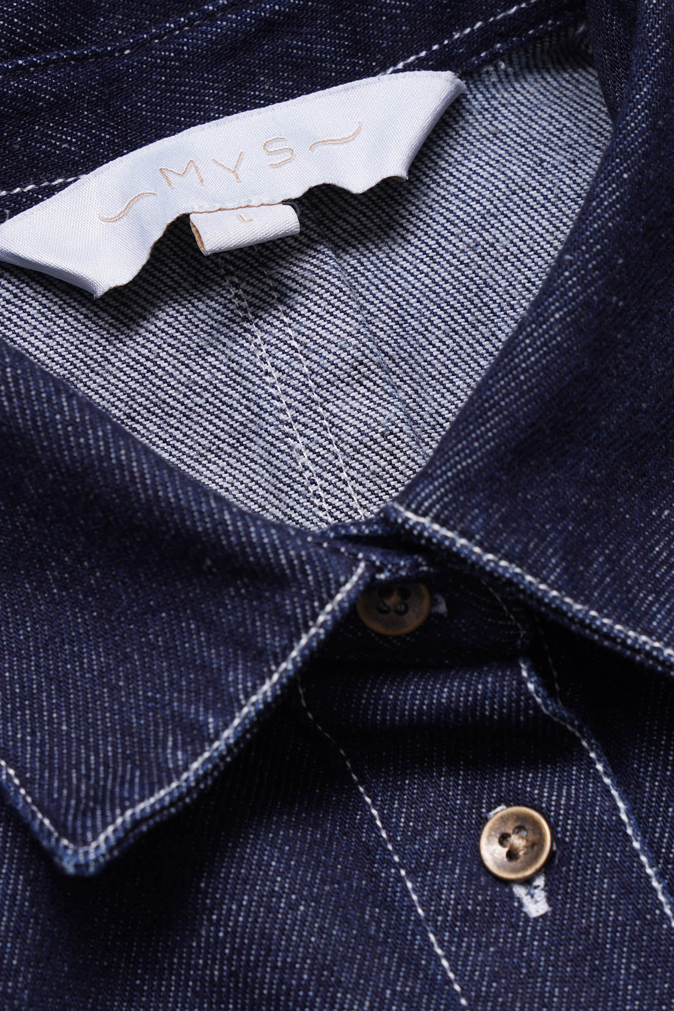 Fitted Denim Shirt Dark Blue