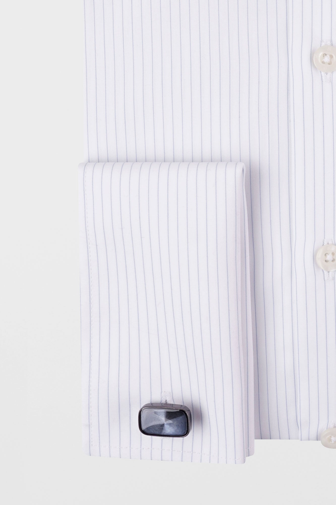 Light Blue Pin Stripe Double Cuff Non-Iron Shirt - Regular Fit