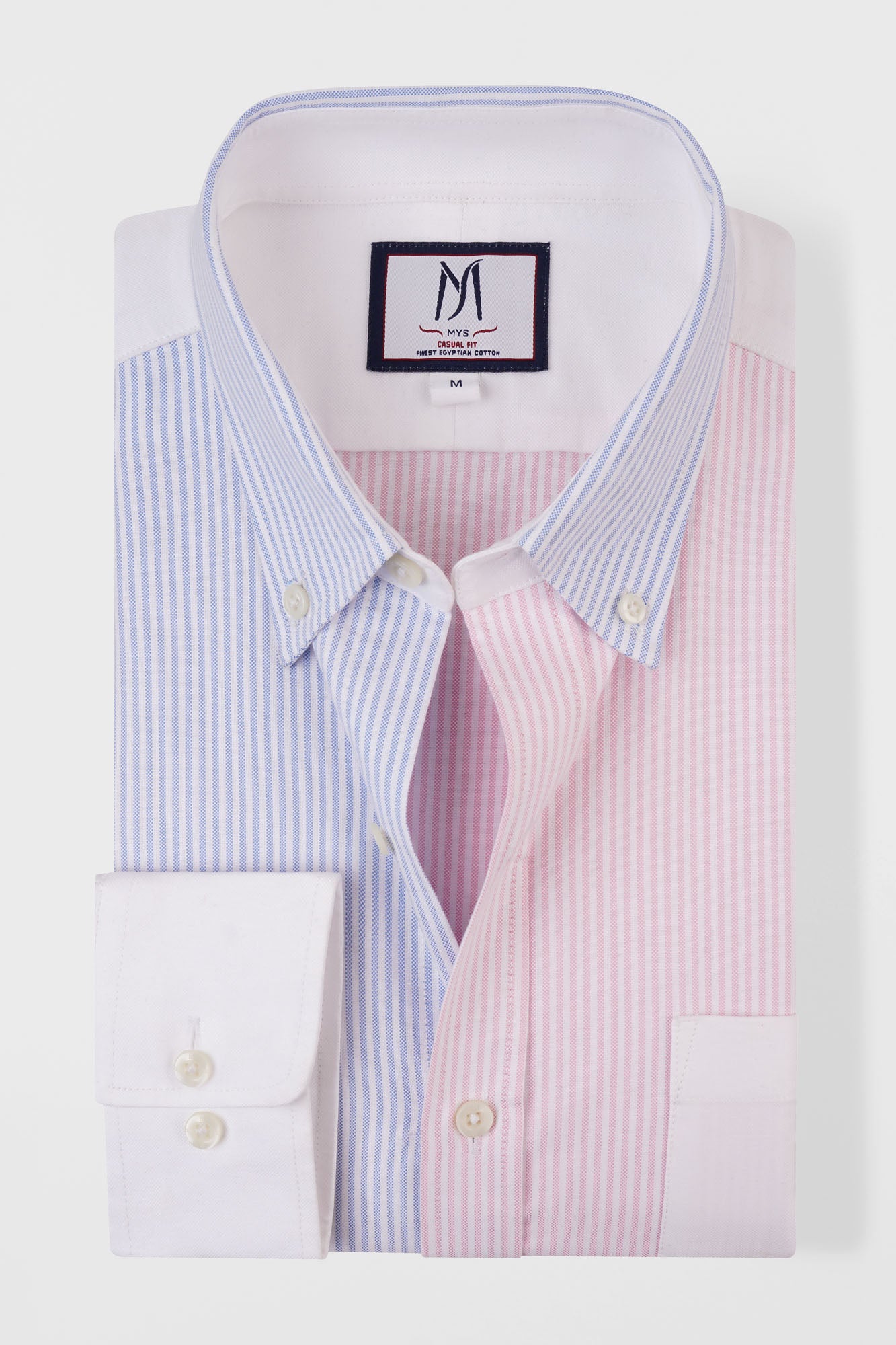 Striped Oxford Patch-Work Button-Down Shirt