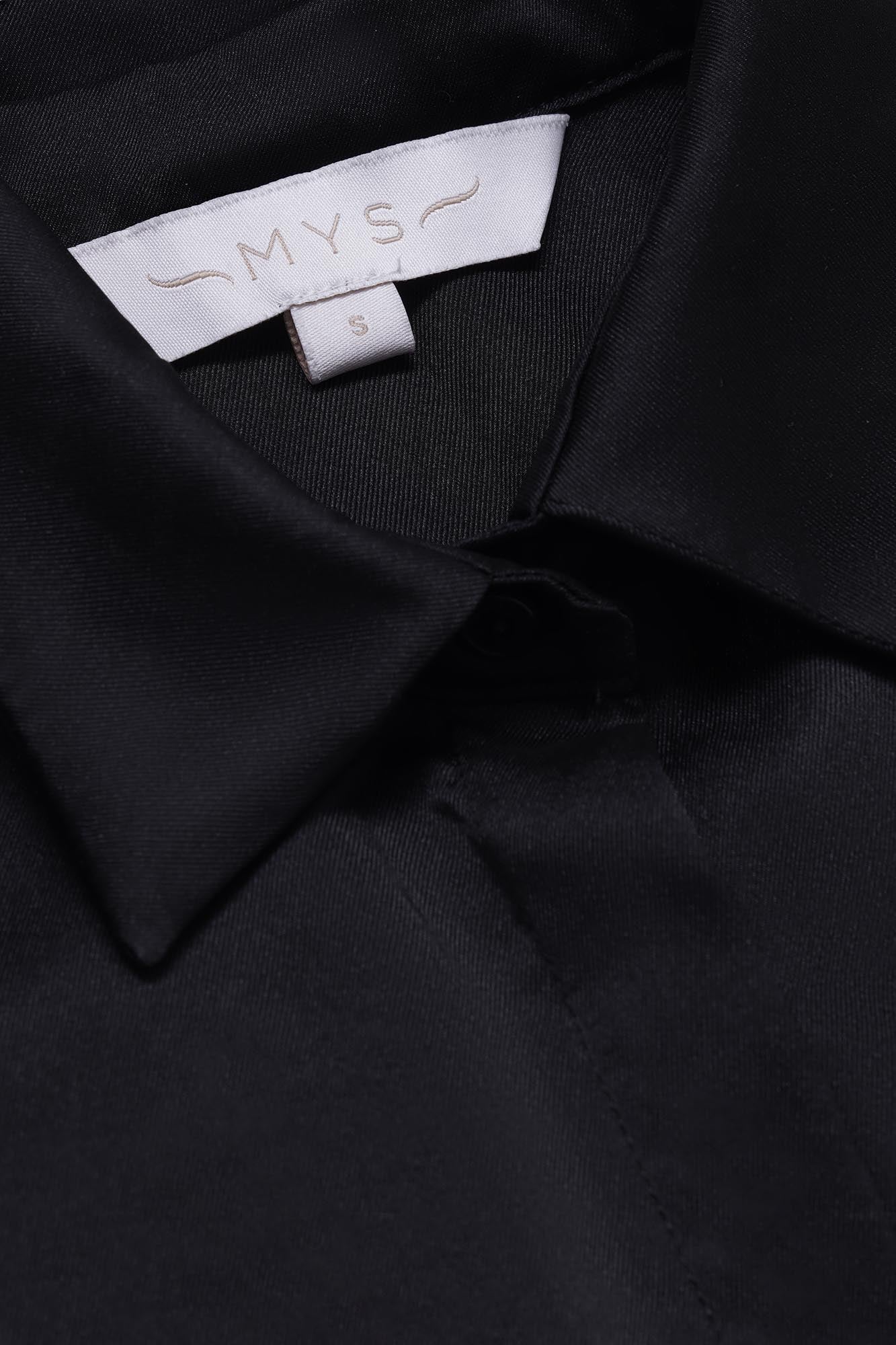 Black Twill Hidden Placket Shirt