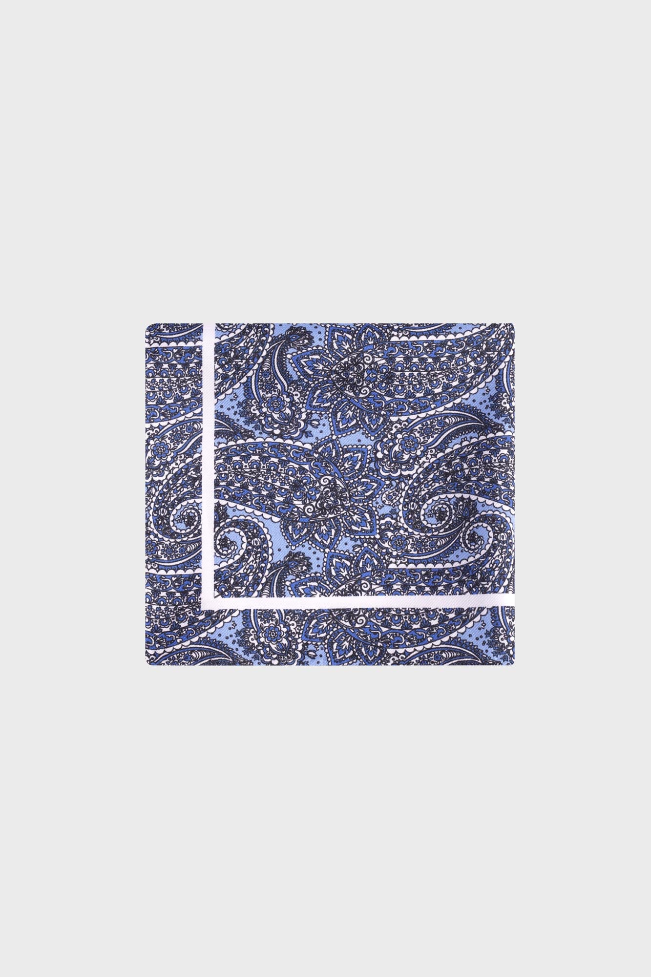 Sky Blue Baroque Paisley Pocket Square