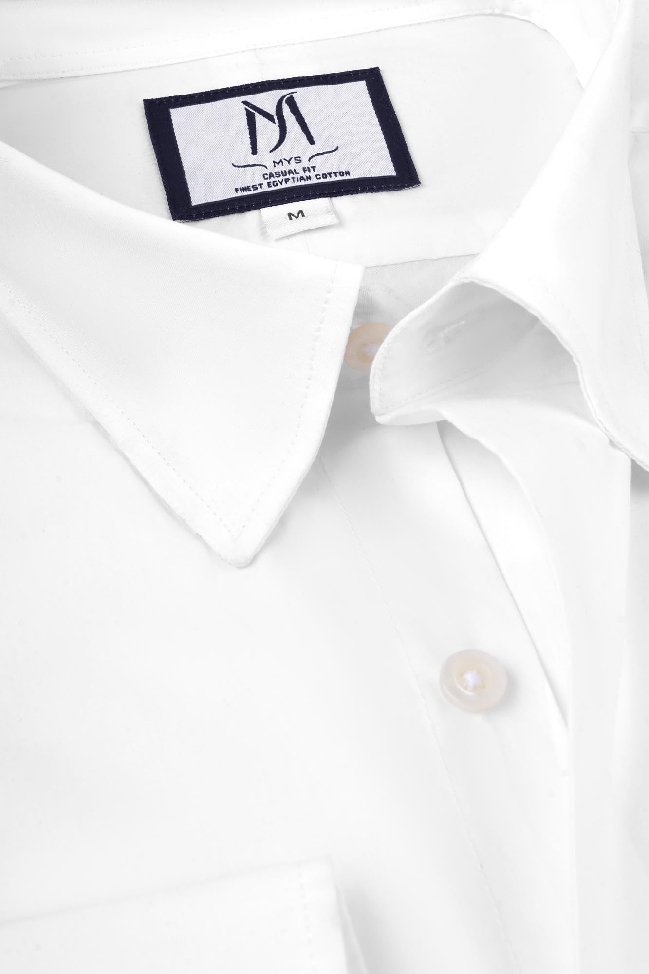 White Poplin Stretch Hidden Button-Down Shirt