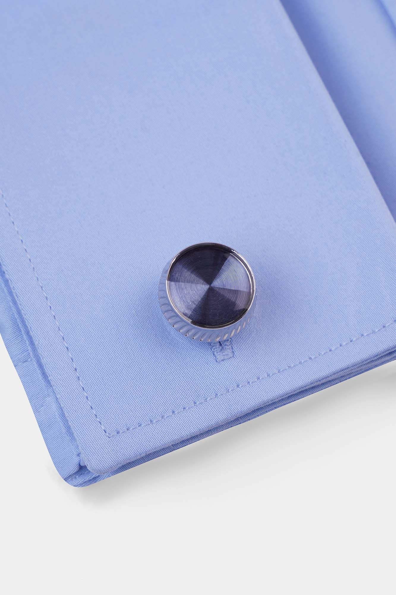 Blue Enamel Round Cufflinks