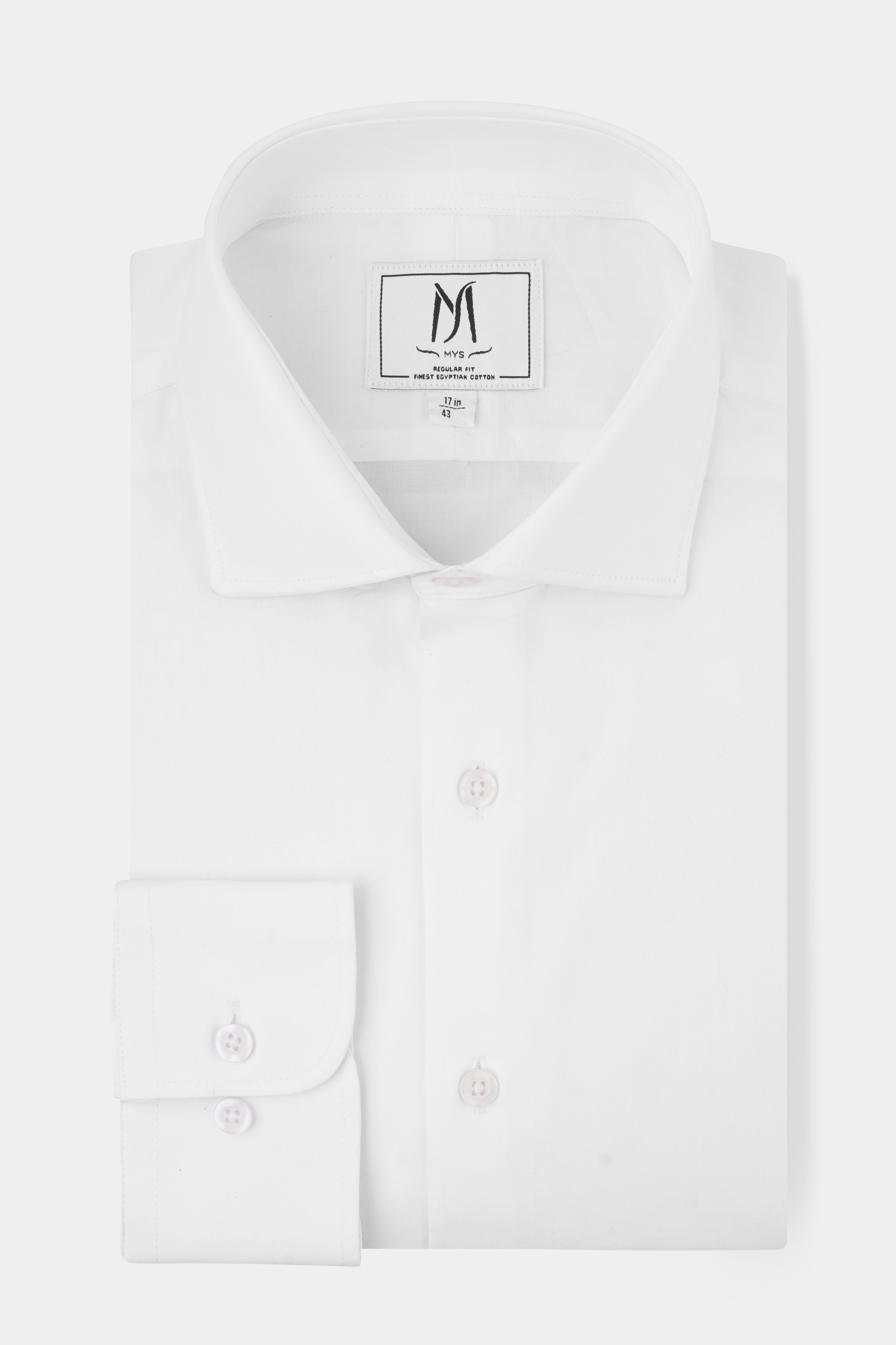 White Herringbone Shirt - Regular Fit