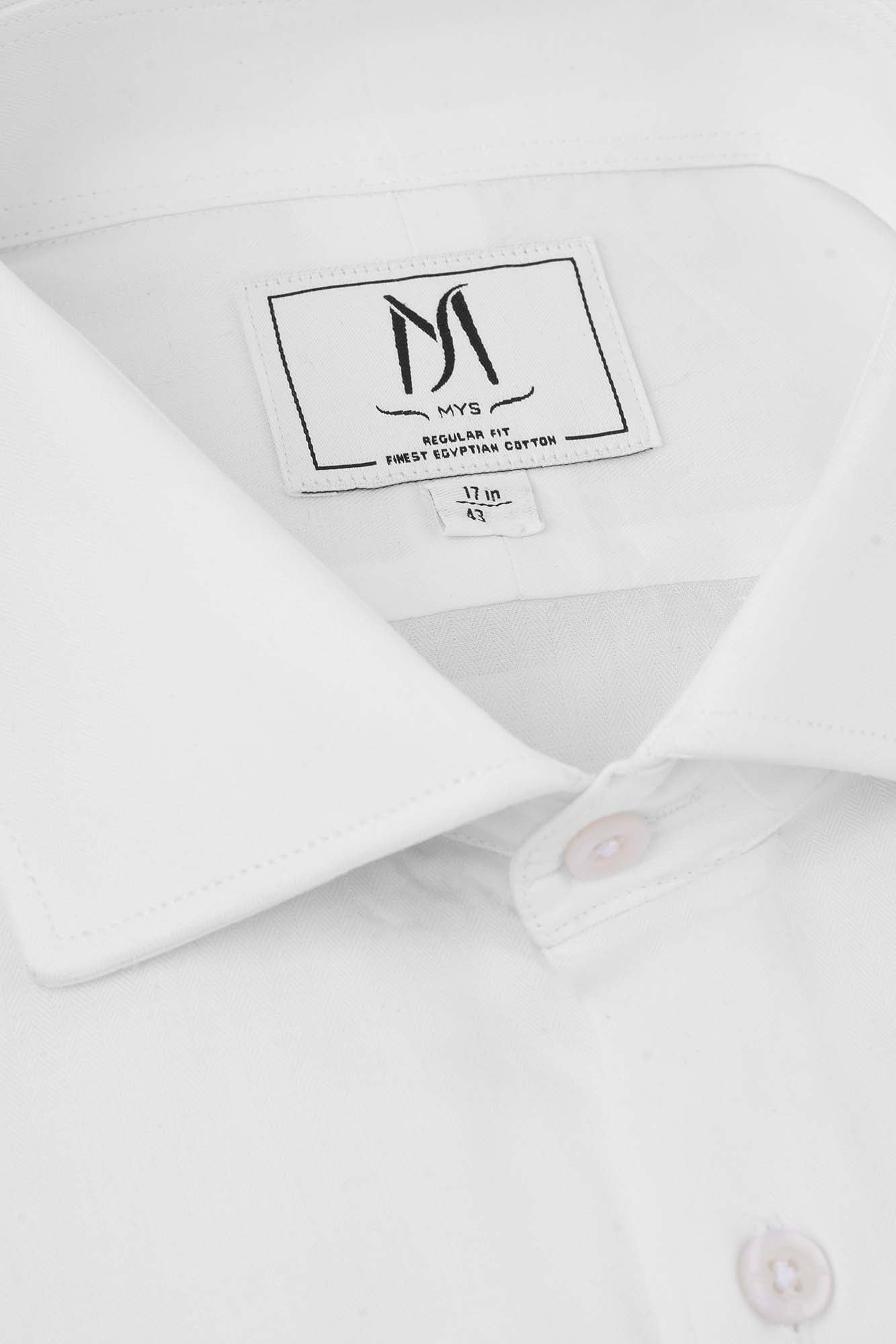 White Herringbone Shirt - Regular Fit