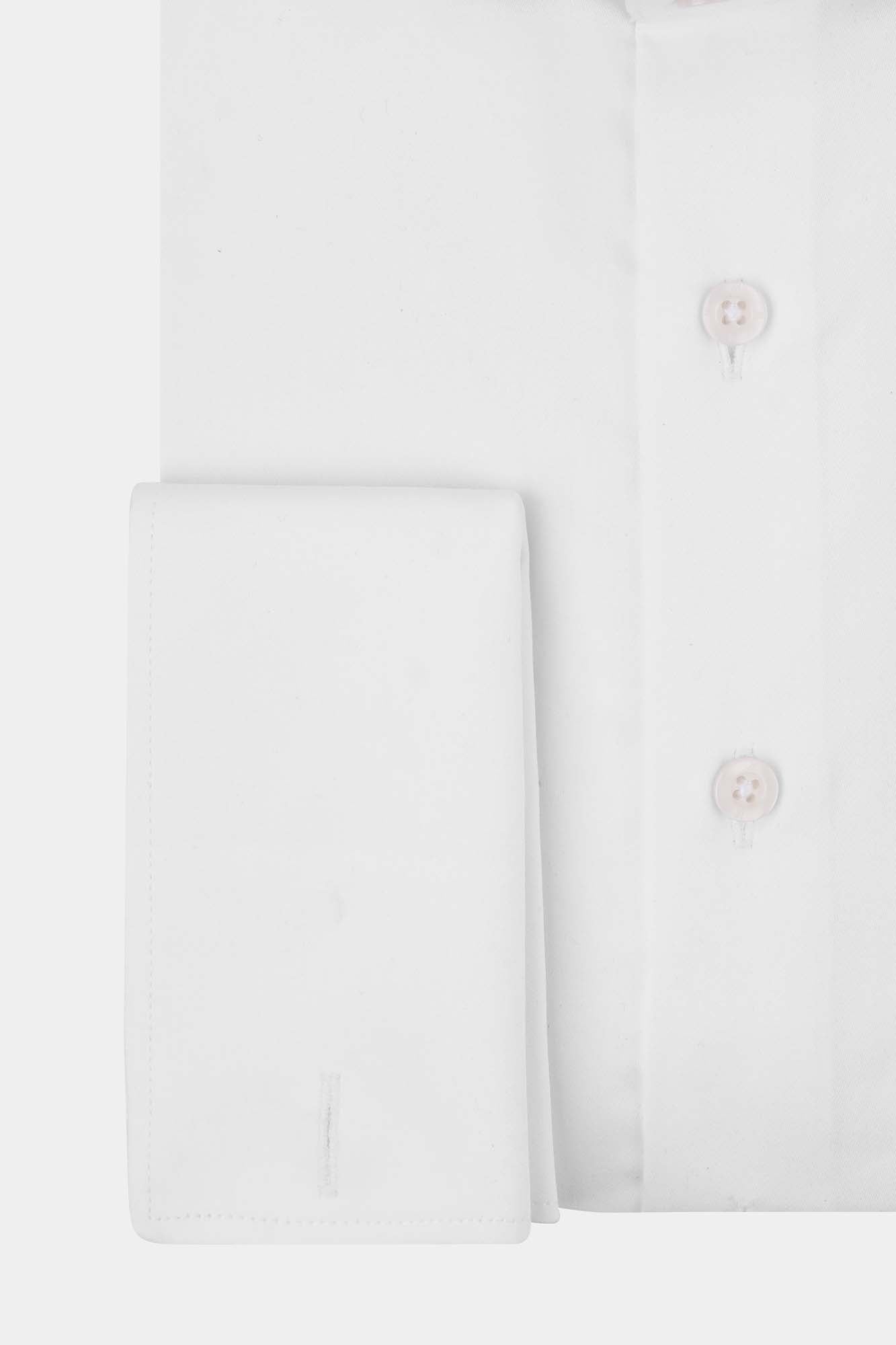 White Twill Double Cuff Shirt - Slim Fit