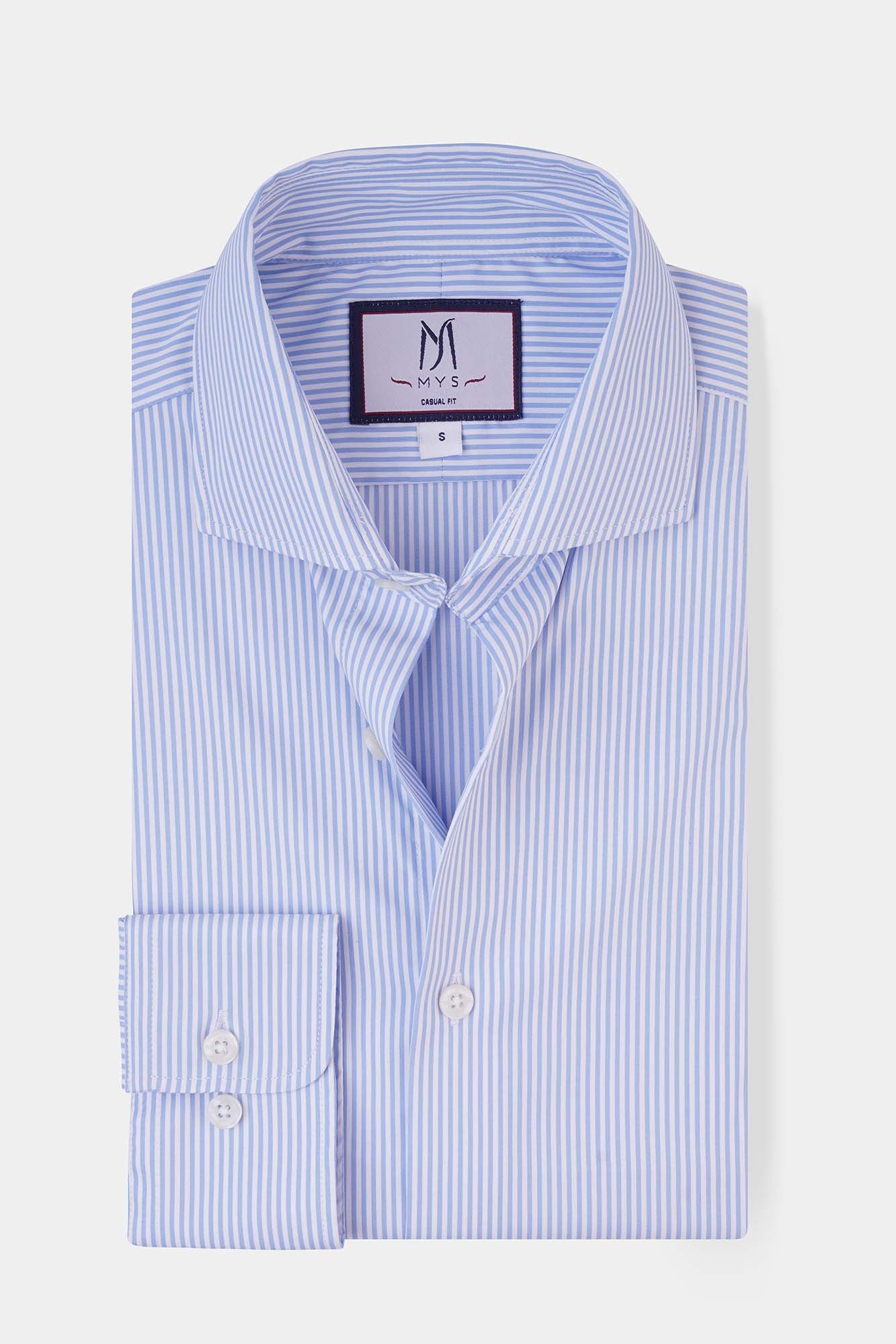 Light Blue Striped Micro-Lycra Shirt