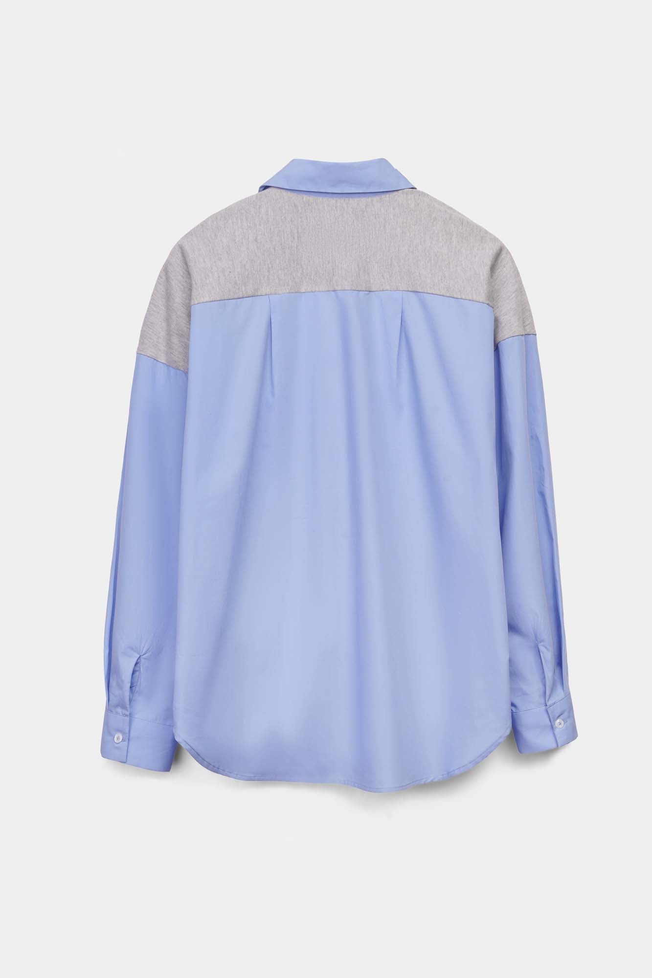 Blue Patchwork Knit Shirt