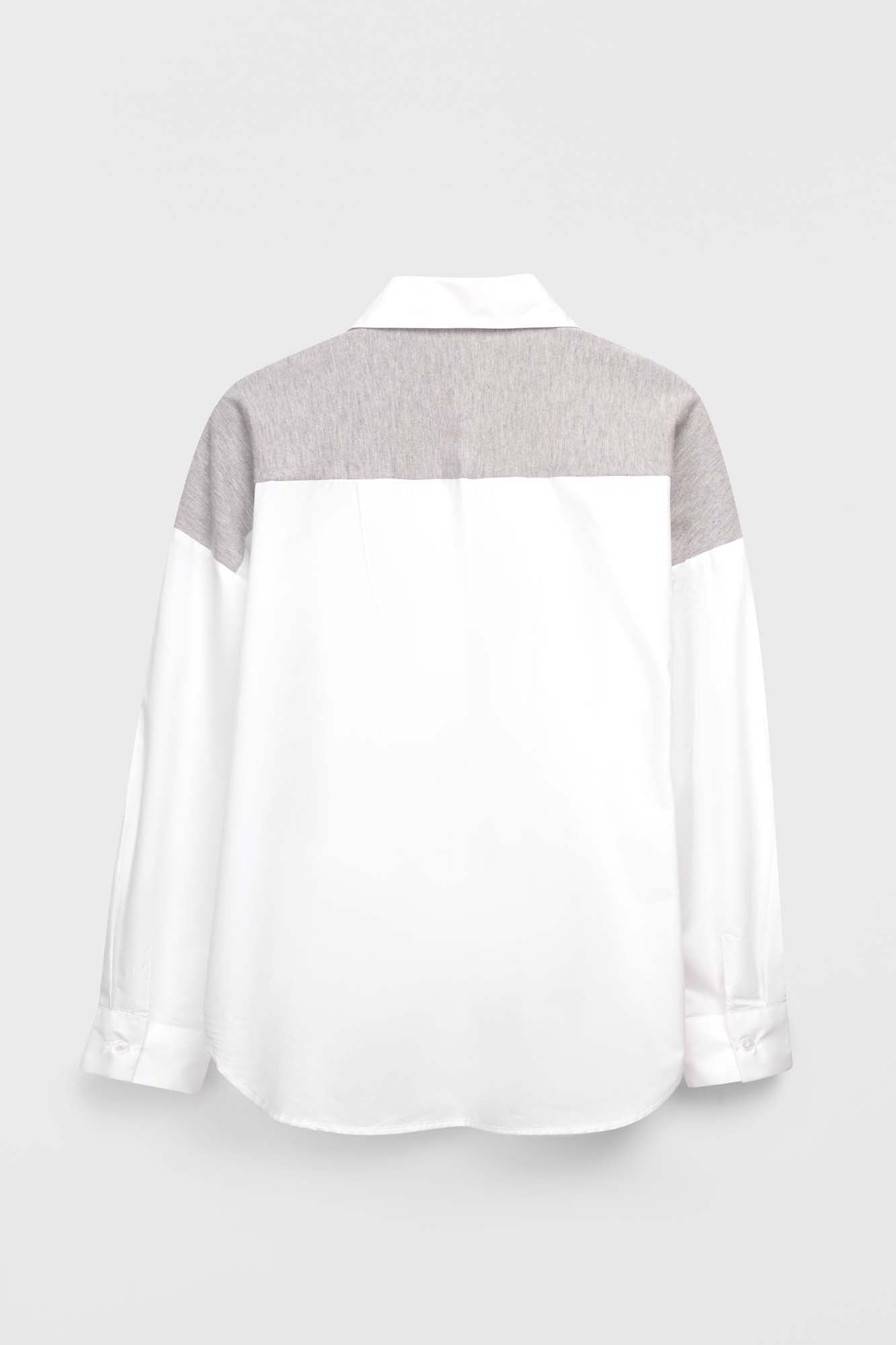 White Patchwork Knit Shirt