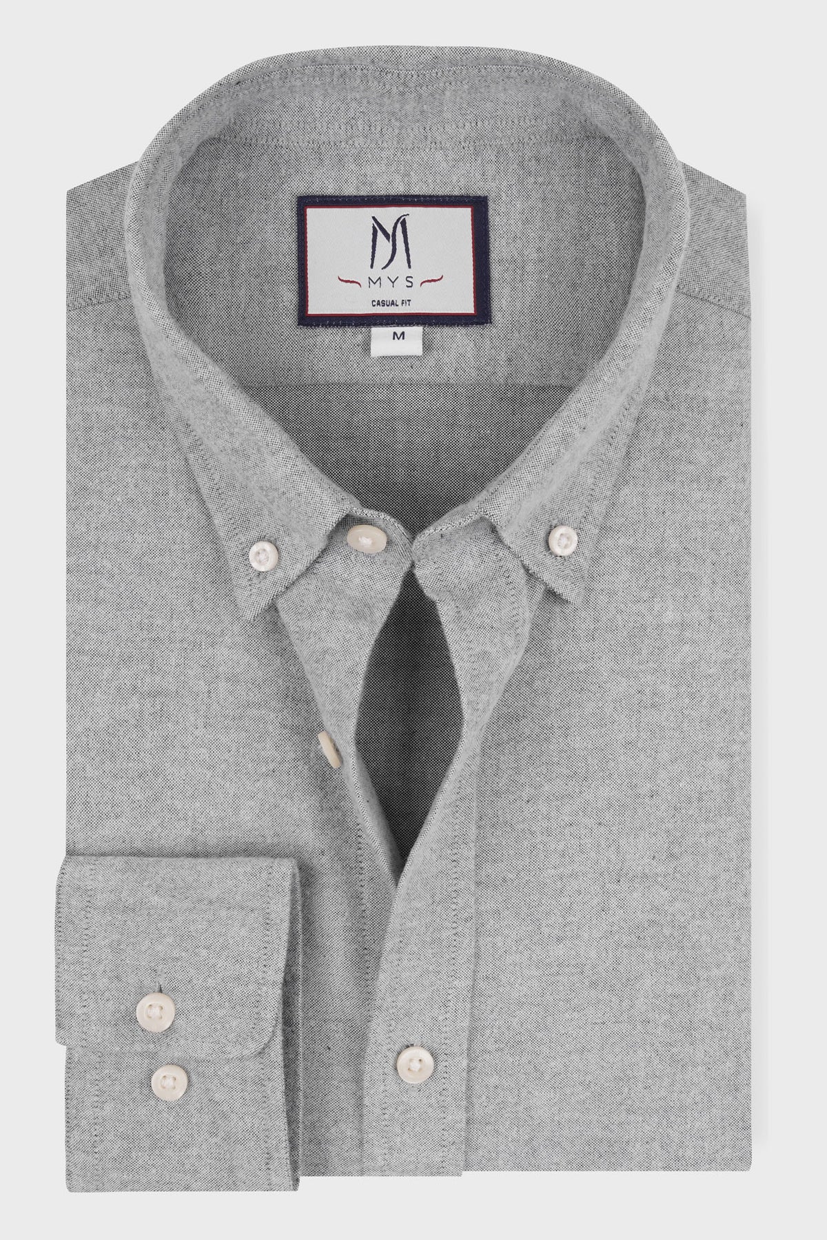 Grey Brushed Oxford Button-Down Shirt