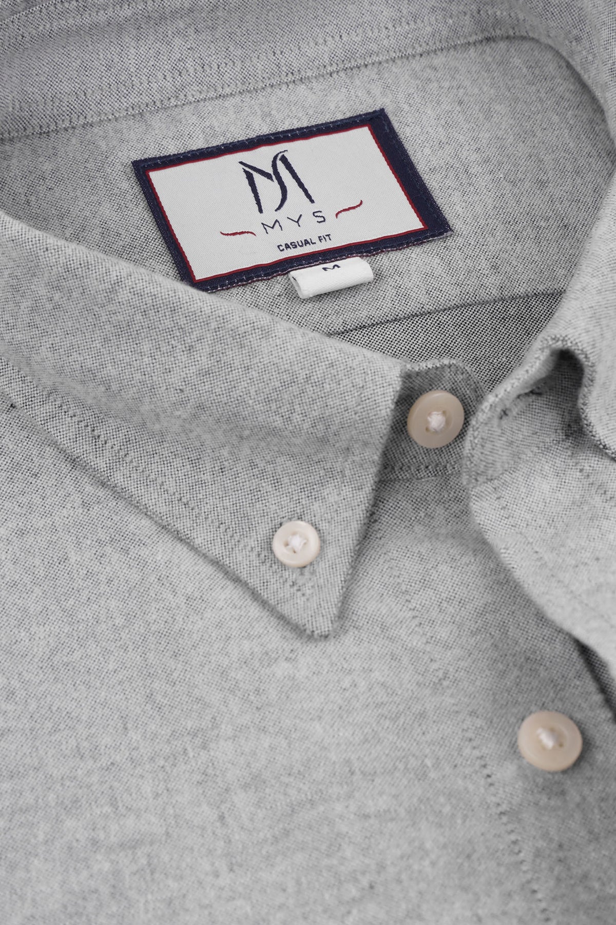 Grey Brushed Oxford Button-Down Shirt