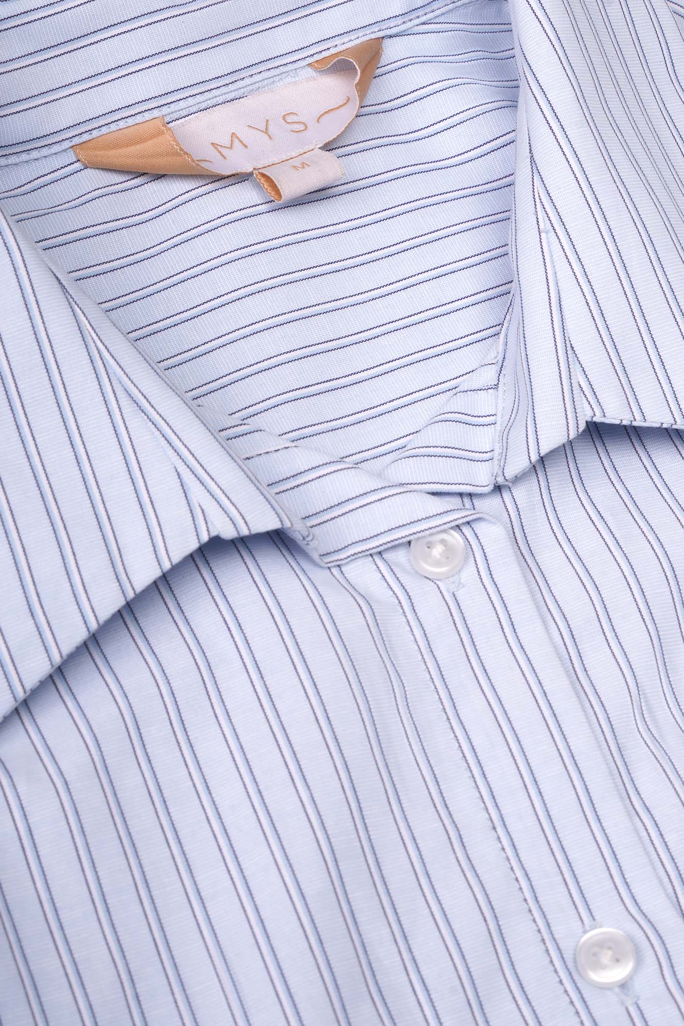 Light Blue Striped Ruffle Hem Shirt