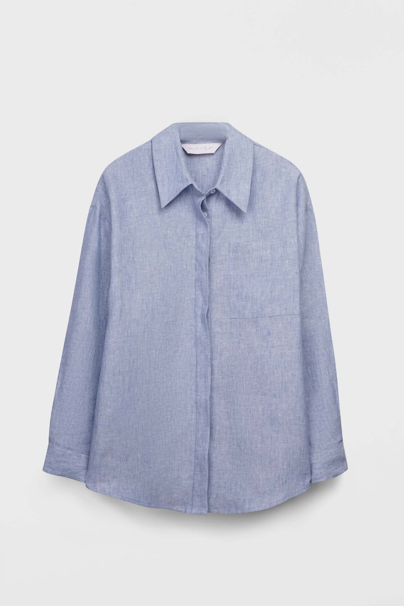 Light Blue Pure Linen Oversized Shirt