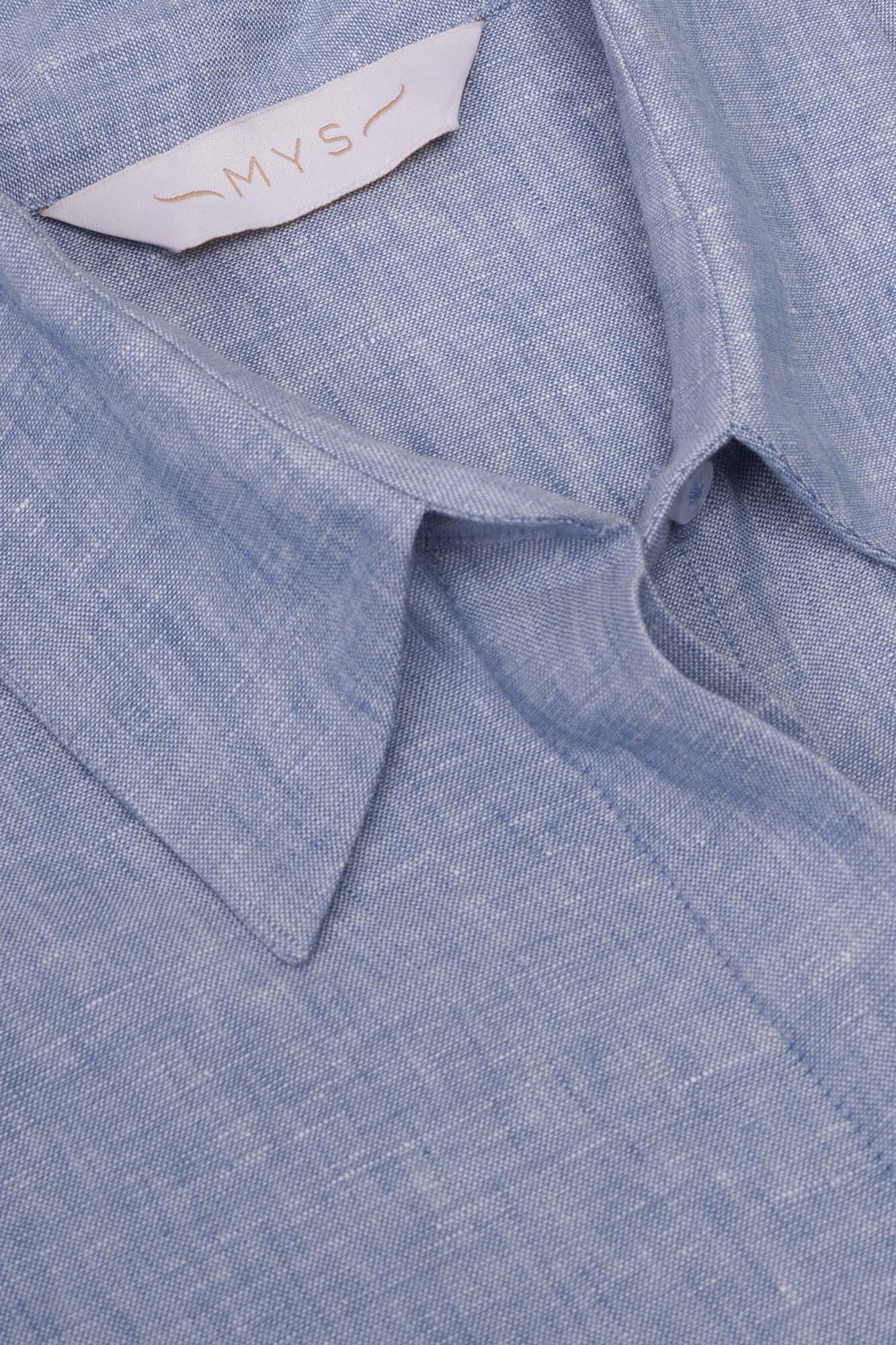 Light Blue Pure Linen Oversized Shirt