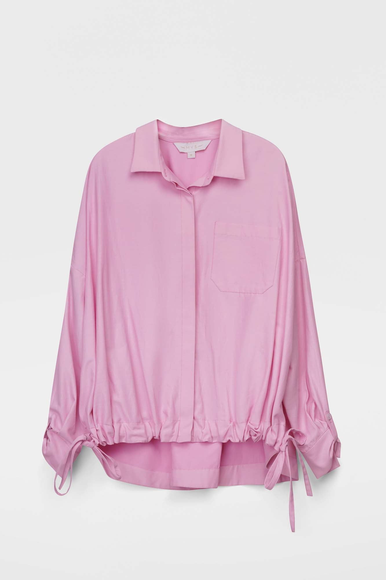 Pink Relaxed Hem Tie Shirt