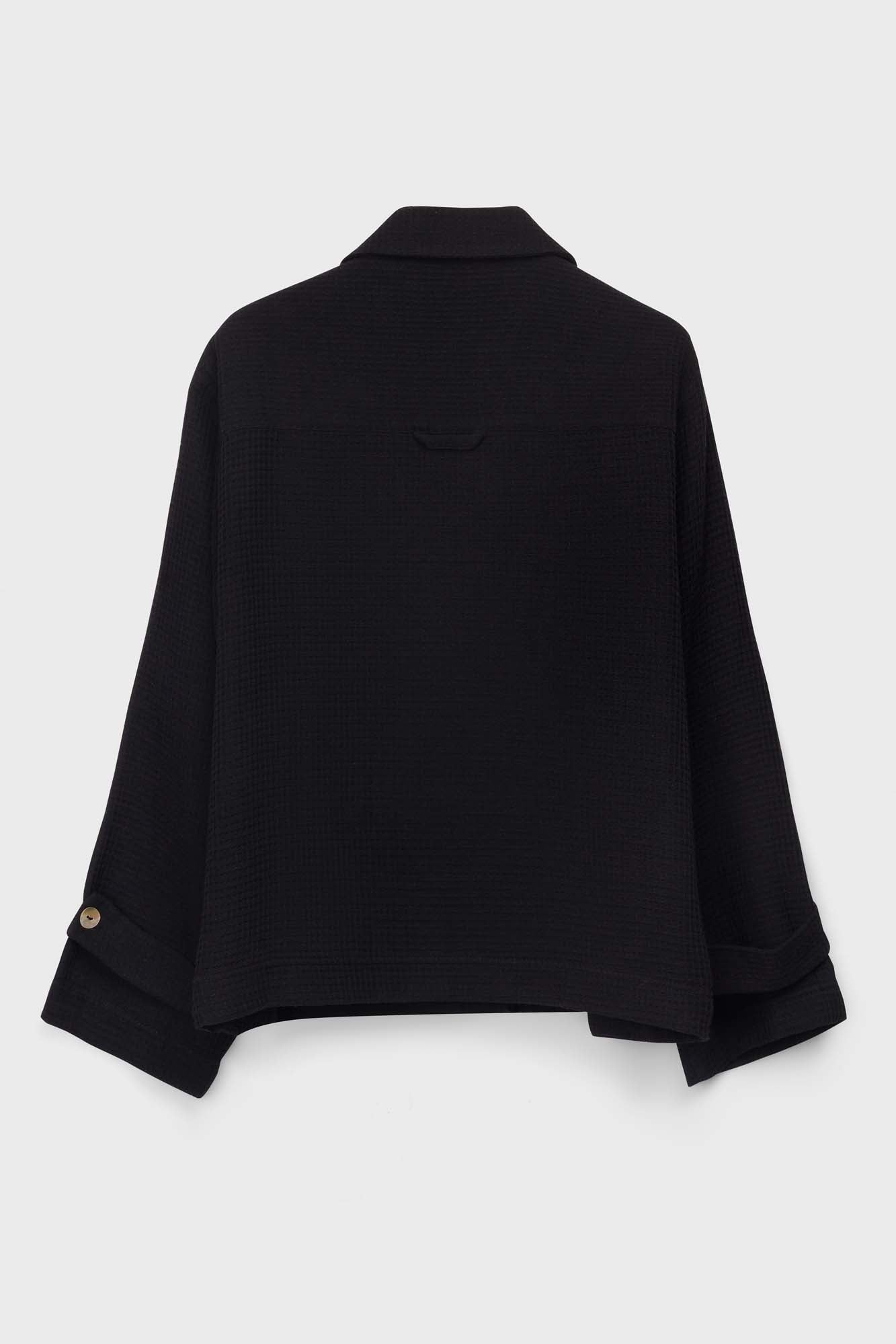 Black Waffle Cropped Shirt
