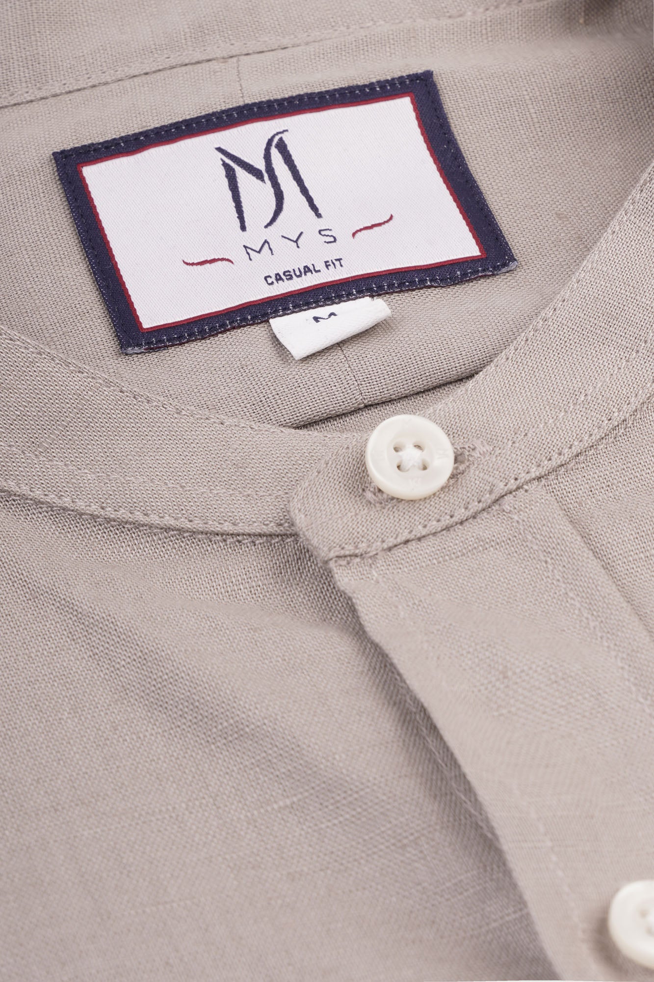 Linen Cotton Mandarin Collar Shirt