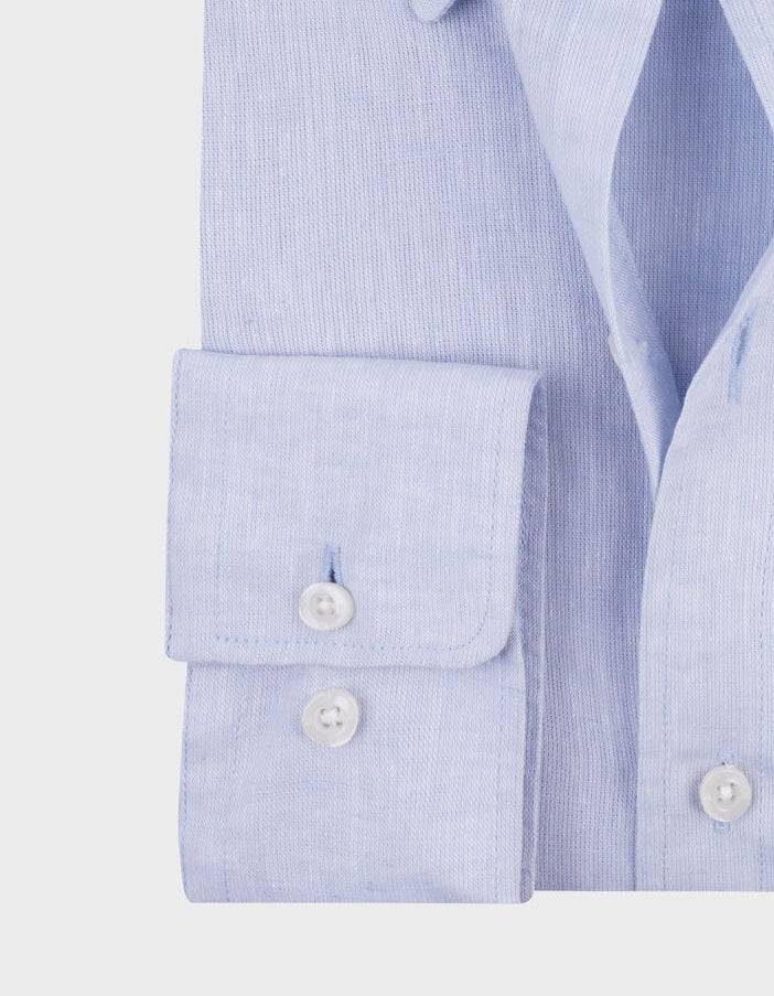 Linen Cotton Button-Down Shirt w/Pocket