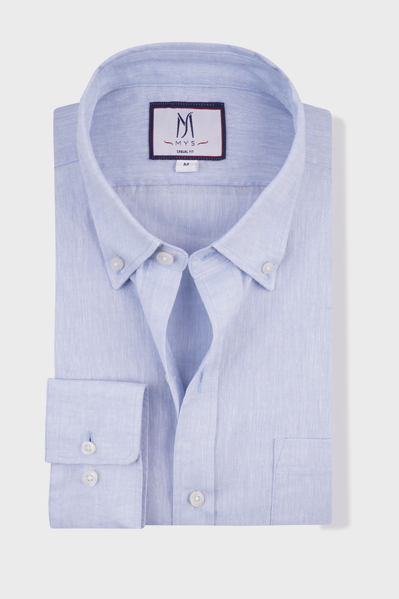 Linen Cotton Button-Down Shirt w/Pocket