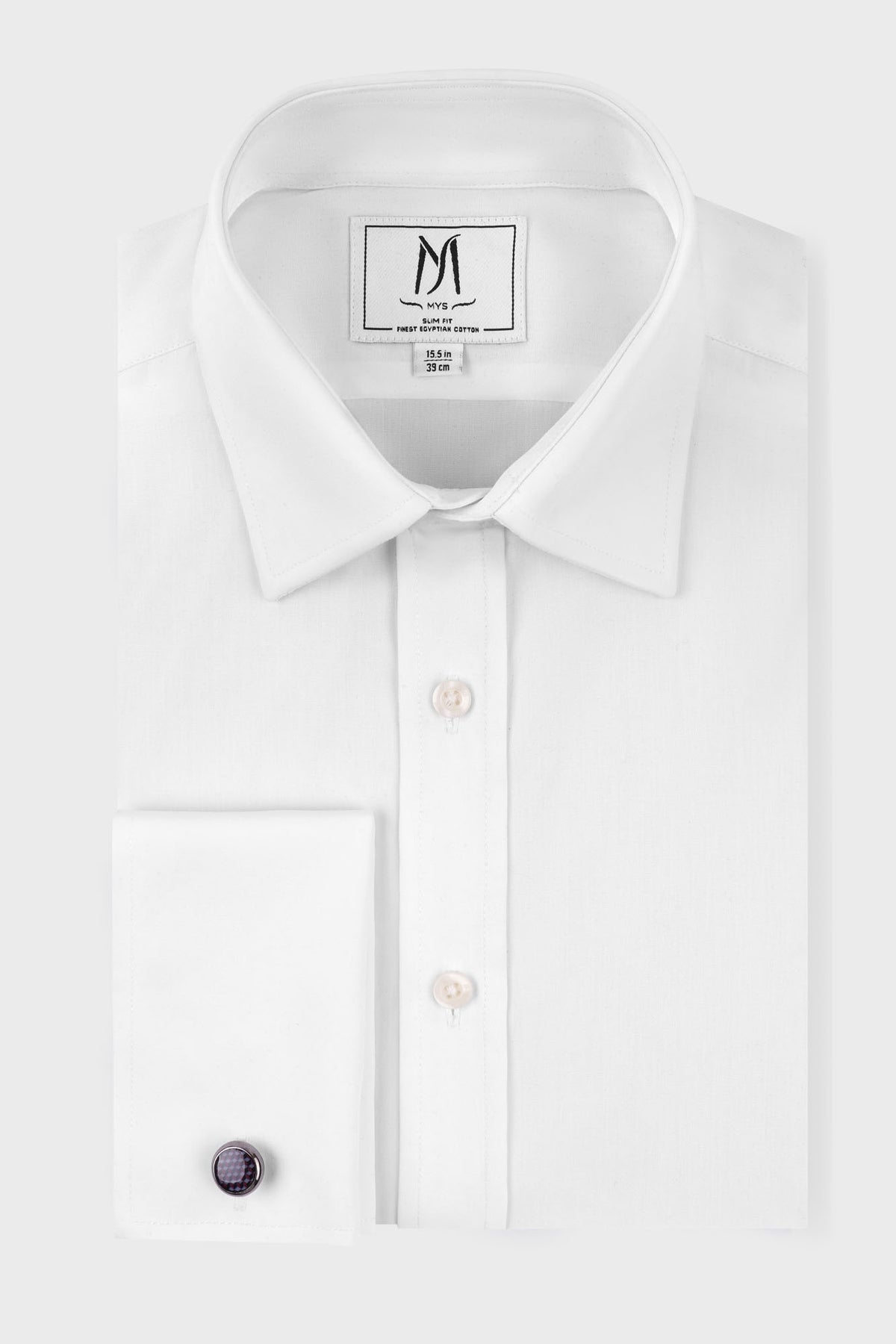 White Poplin Double Cuff Shirt - Slim Fit