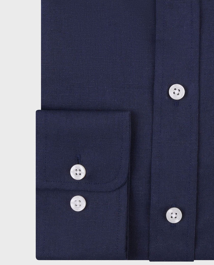 Linen Cotton Mandarin Collar Shirt