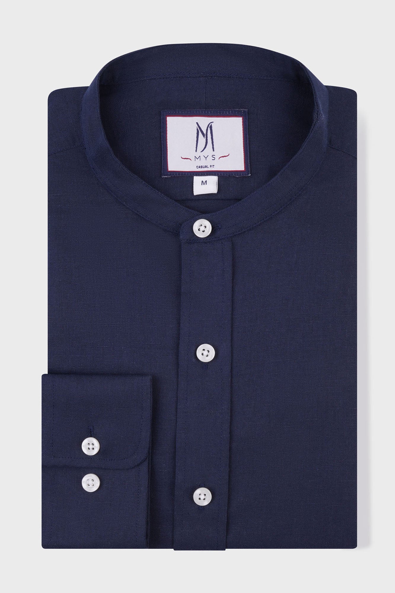 Linen Cotton Mandarin Collar Shirt