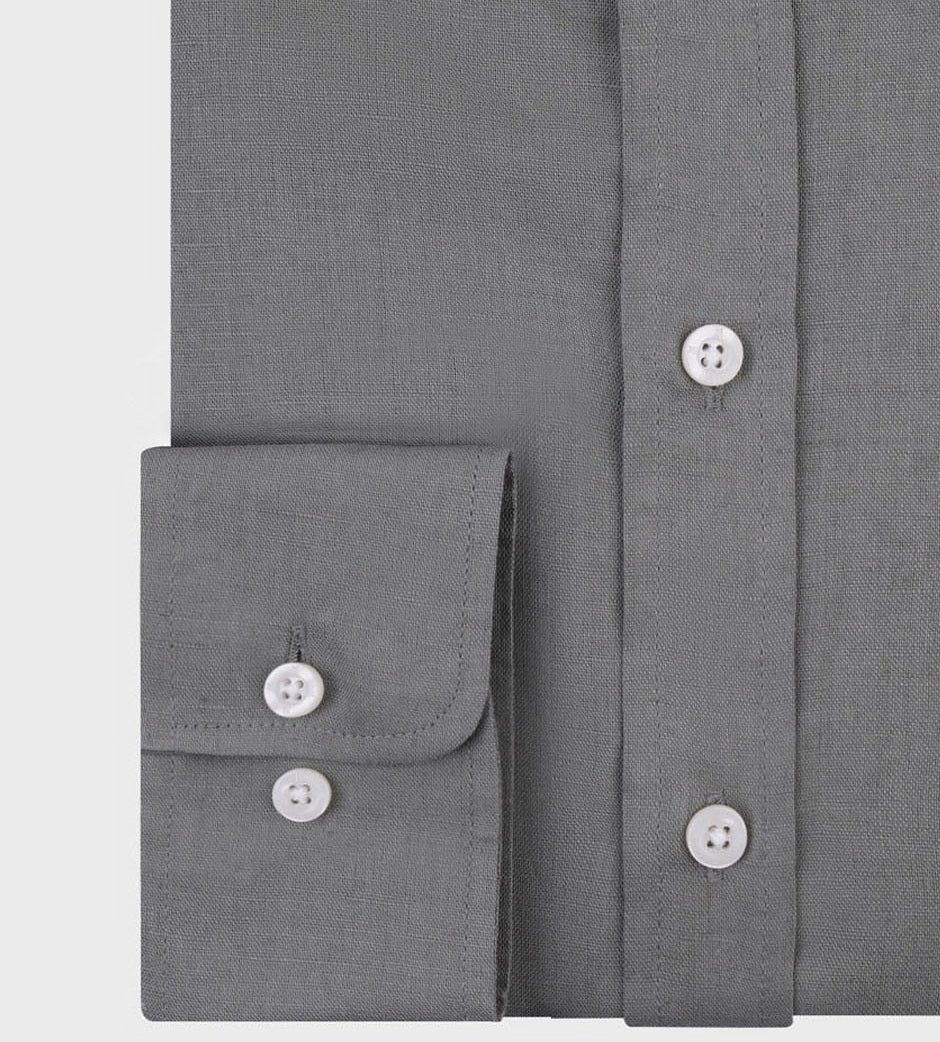 Linen Cotton Mandarin Collar Shirt