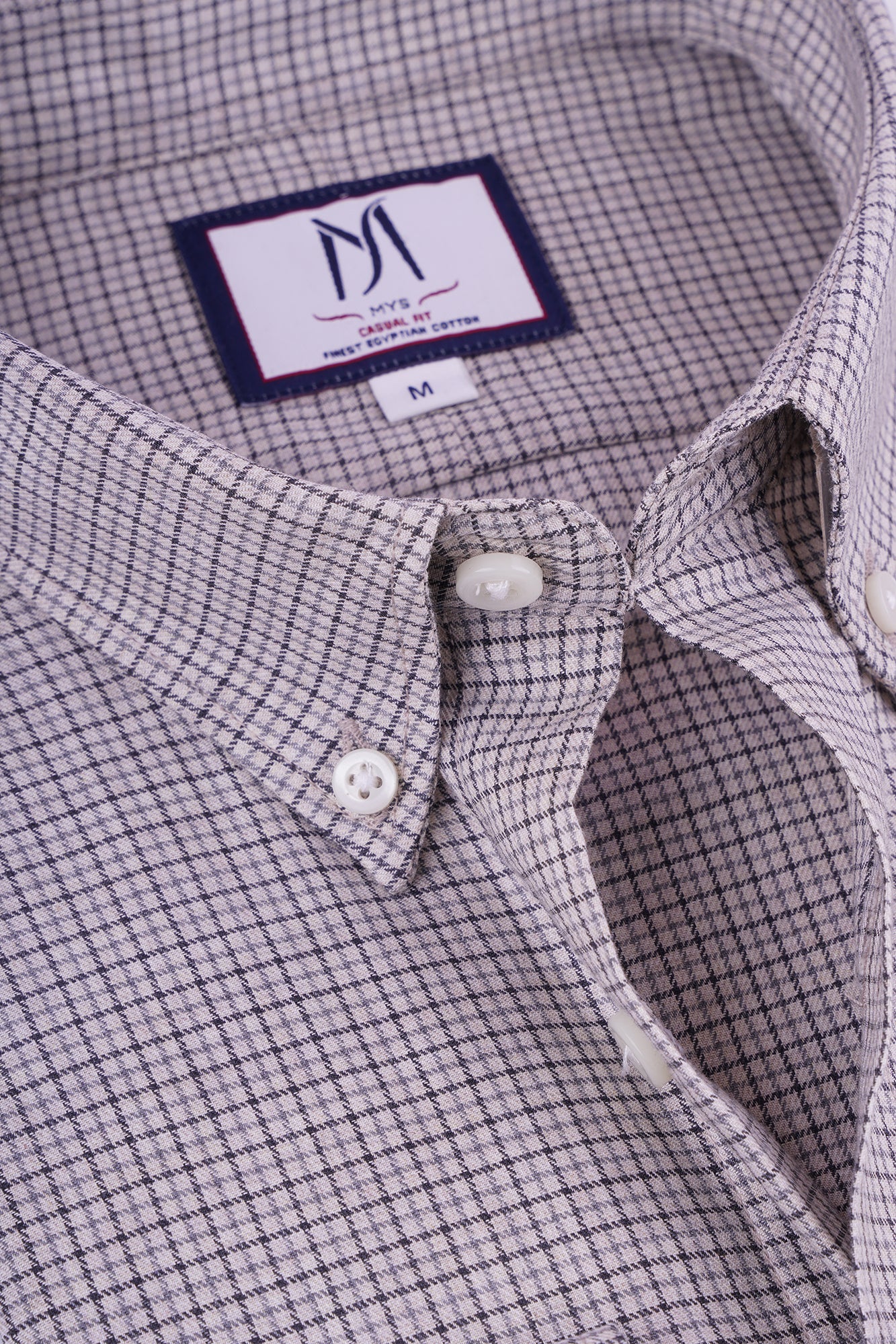 Beige Brushed Checkered Shirt